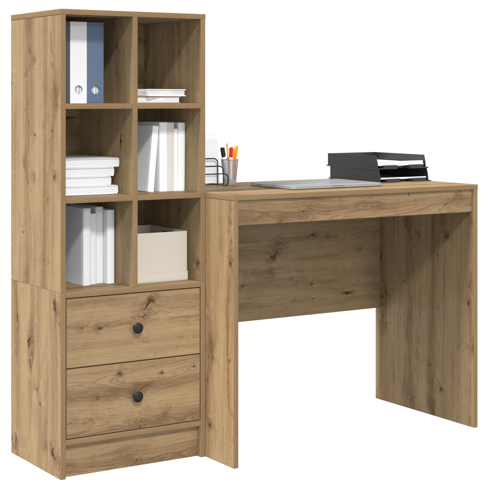 vidaXL Bureau met Opbergruimte van Artisan Eikenhout
