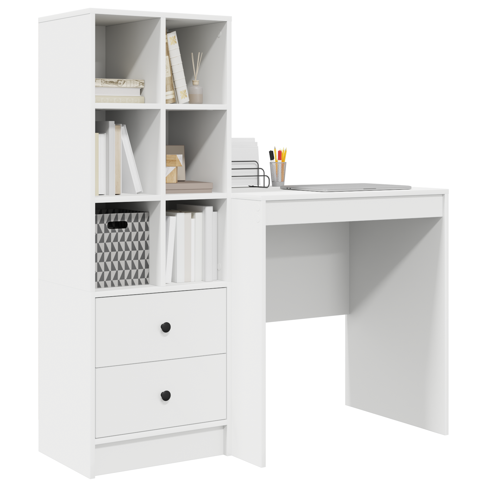 vidaXL Bureau met Opbergruimte Wit Geengineerd Hout