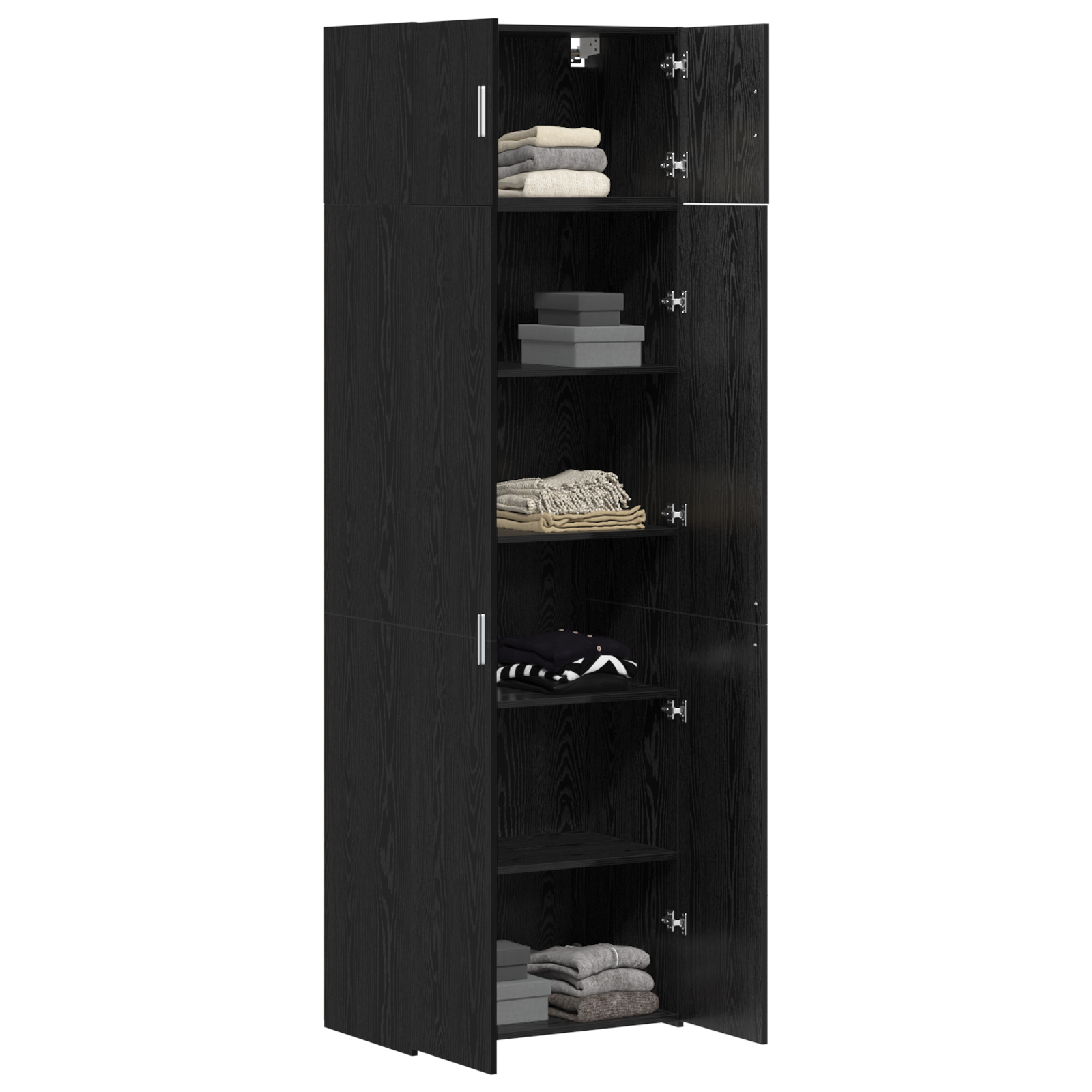 vidaXL Opbergkast 70x42,5x225 cm bewerkt hout zwart eikenkleurig
