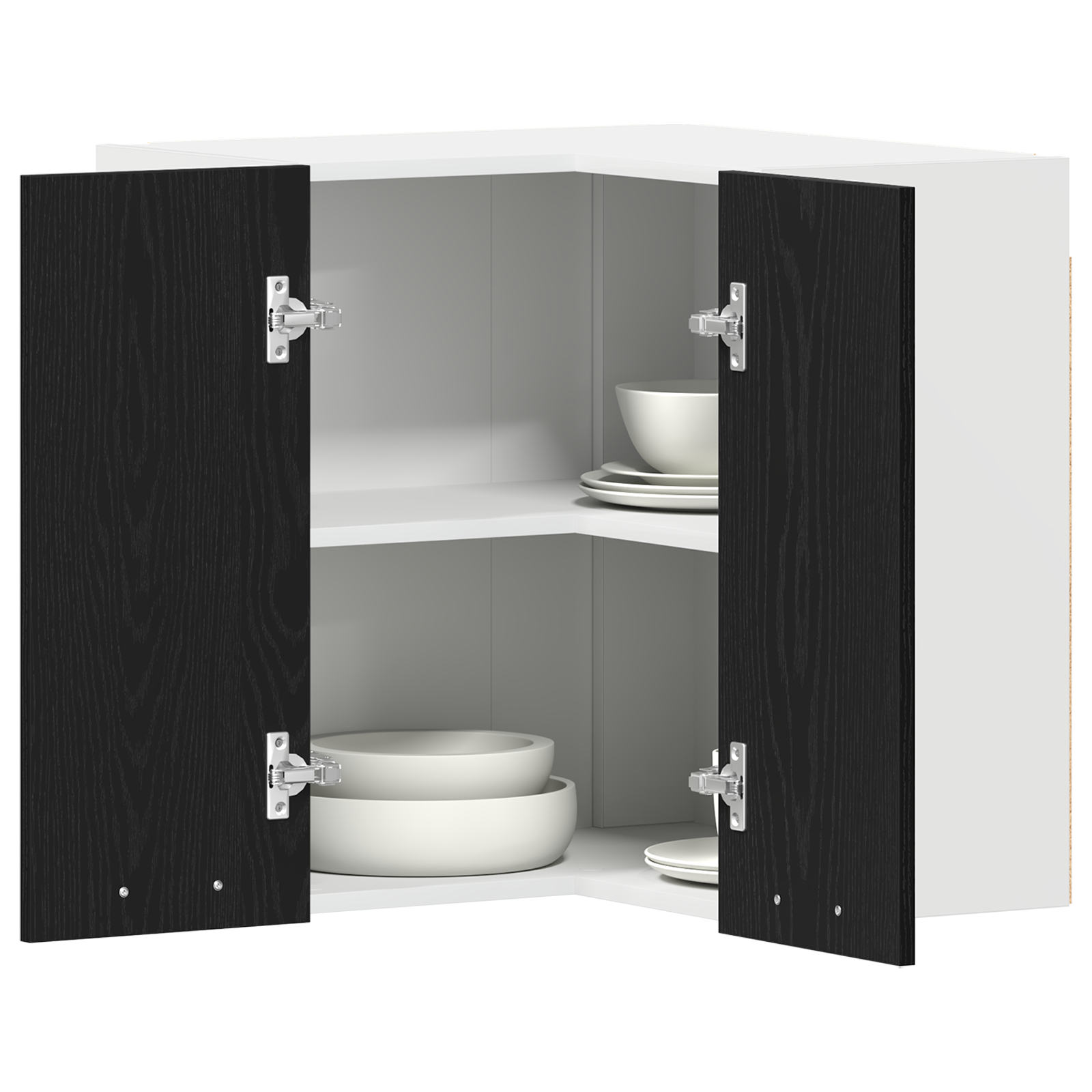 vidaXL Hangende Hoekkast - Zwart Eiken - 57 x 57 x 60 cm - Gemaakt van Bewerkt Hout
