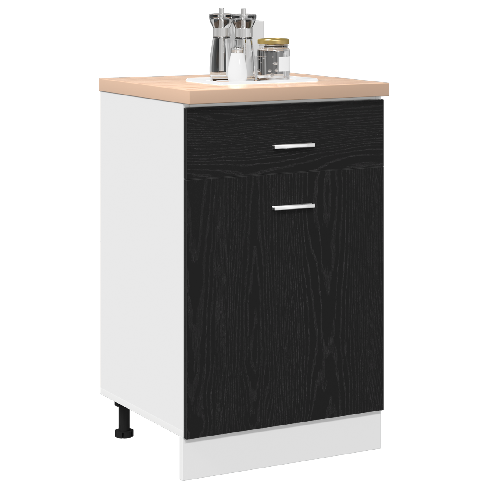 vidaXL Zwarte Eik Lade Kast - 50x46x81,5 cm, van bewerkt hout.