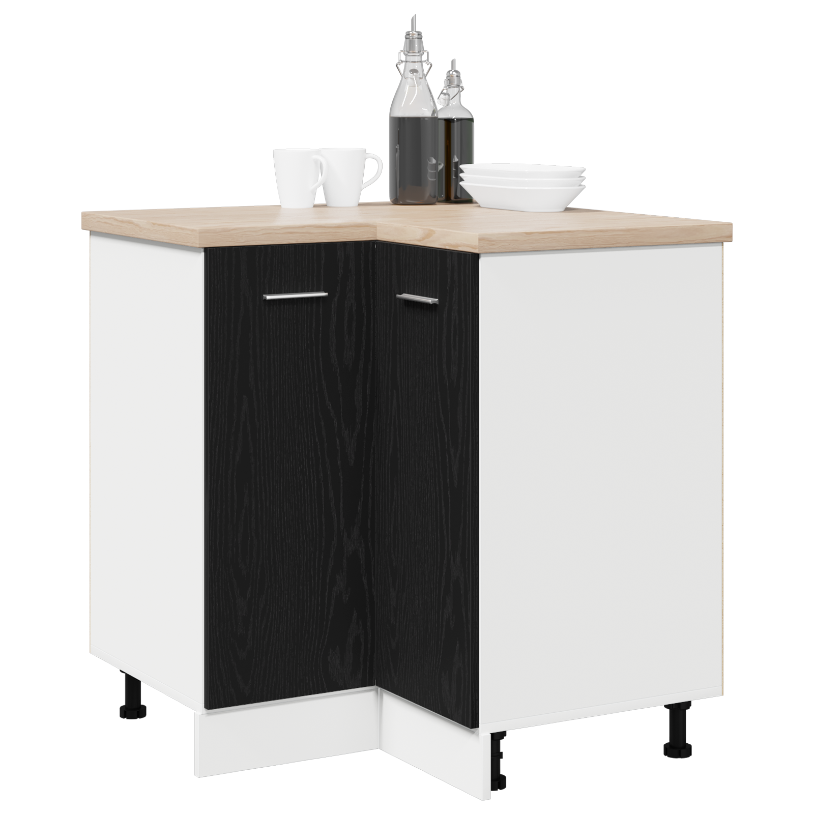 vidaXL Zwarte Eiken Hoek Onderkast - 75,5 x 75,5 x 81,5 cm, gemaakt van gerecycled hout