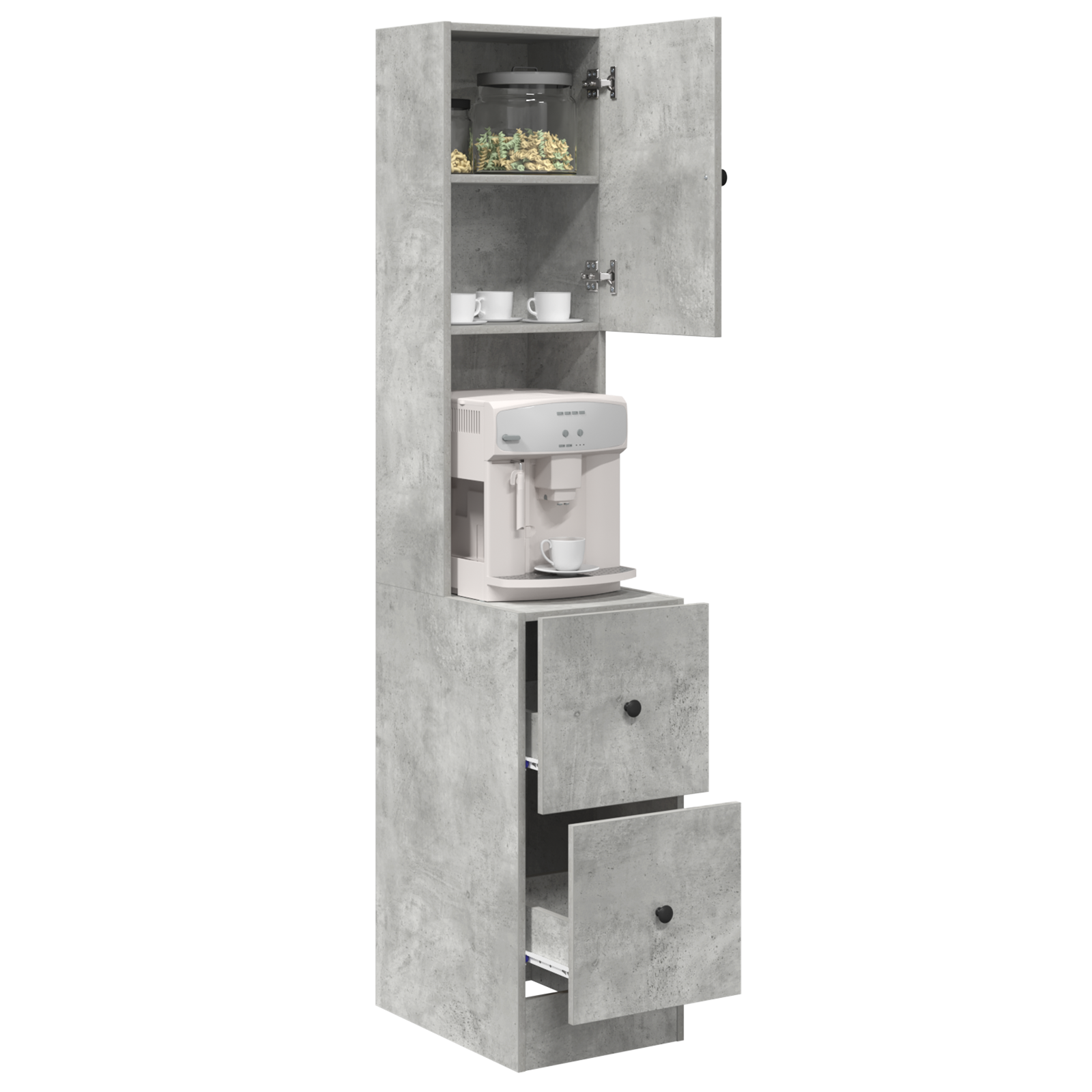 vidaXL Keukenkast Beton Grijs 35x50x180 cm Bewerkt Hout
