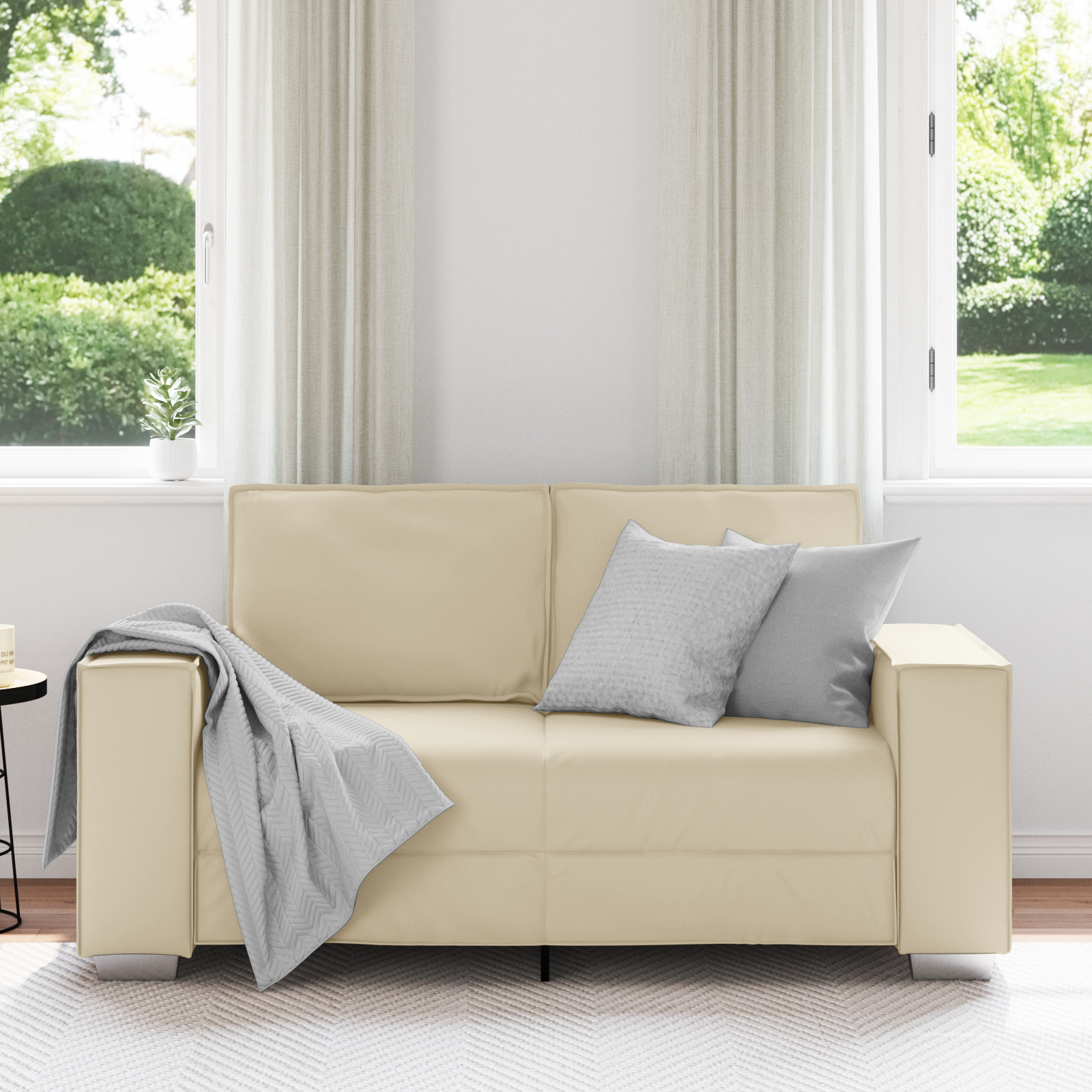 vidaXL Loveseat 120 cm kunstleer crèmekleurig