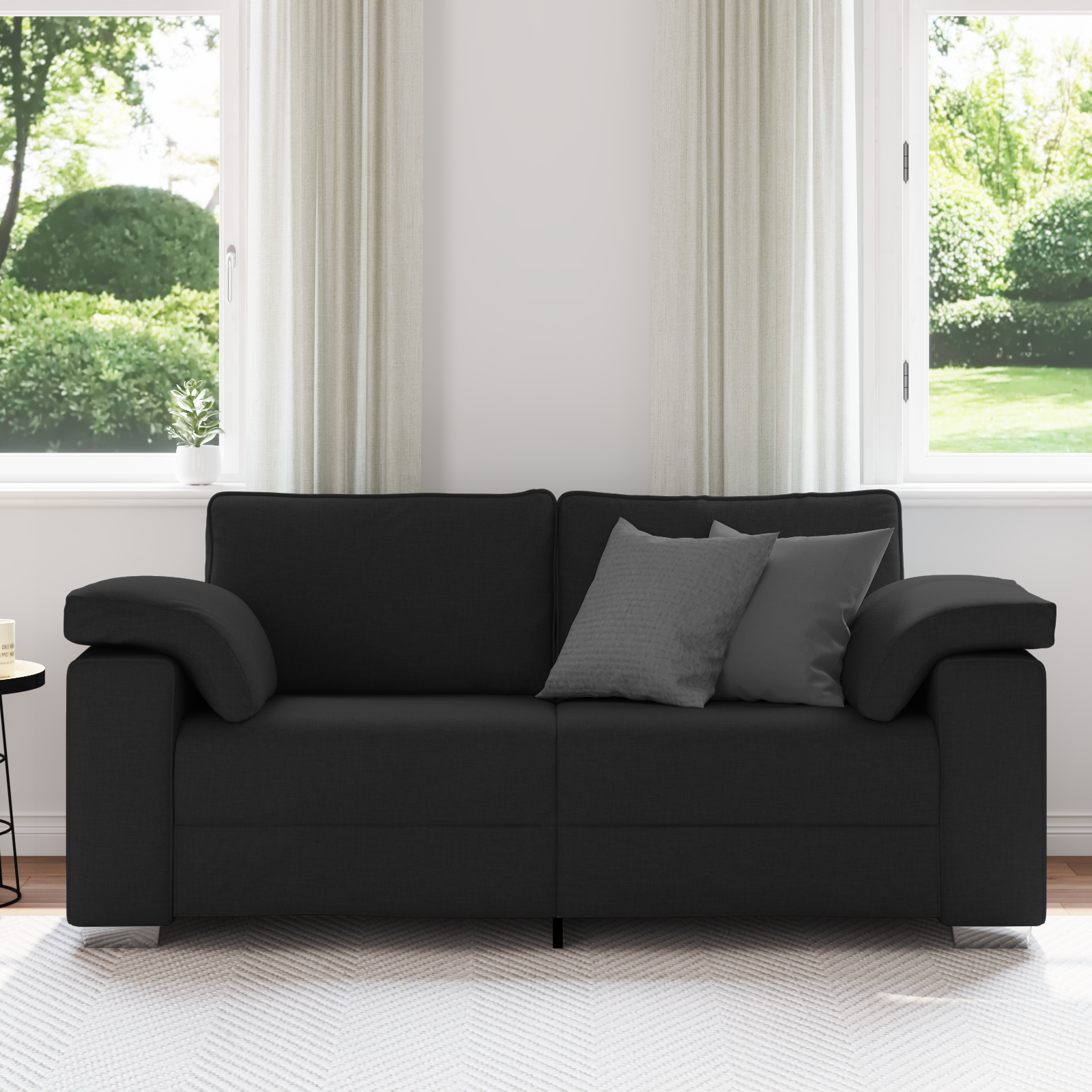 vidaXL Loveseat 140 cm stof zwart