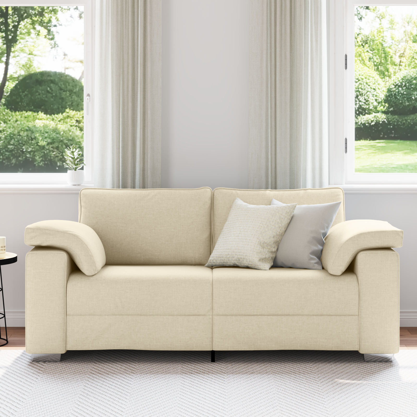 vidaXL Loveseat 140 cm stof crèmekleurig