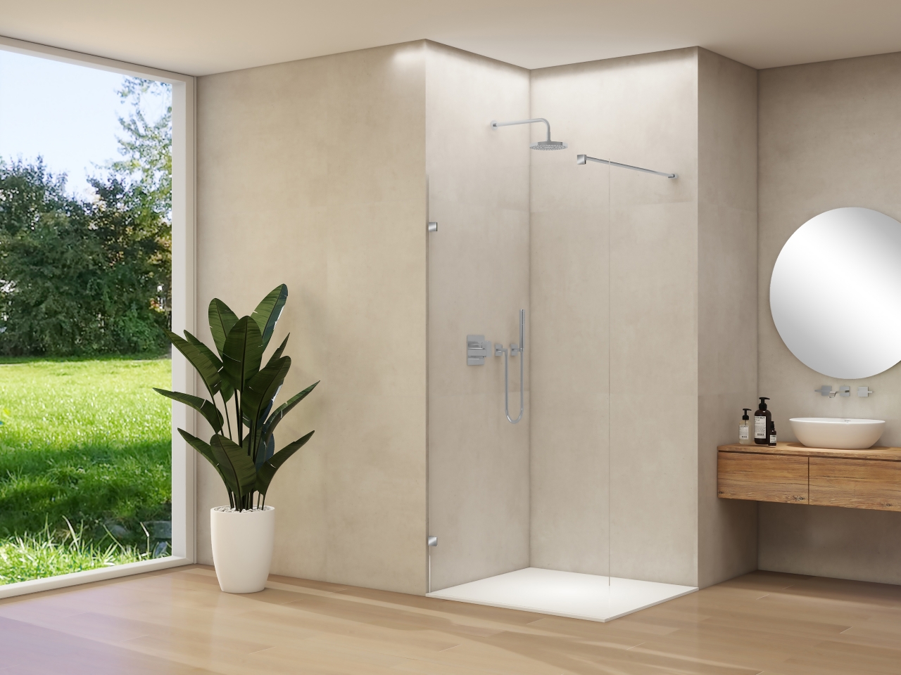 Van Rijn Inloopdouche  Products ST01 40x200 cm 8 mm Helder Glas Incl. Klemmen Geborsteld RVS