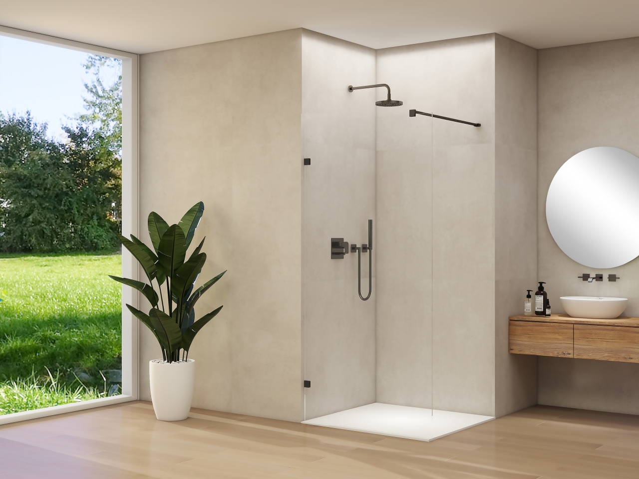 Van Rijn Inloopdouche  Products ST01 40x200 cm 8 mm Helder Glas Incl. Klemmen Mat Zwart
