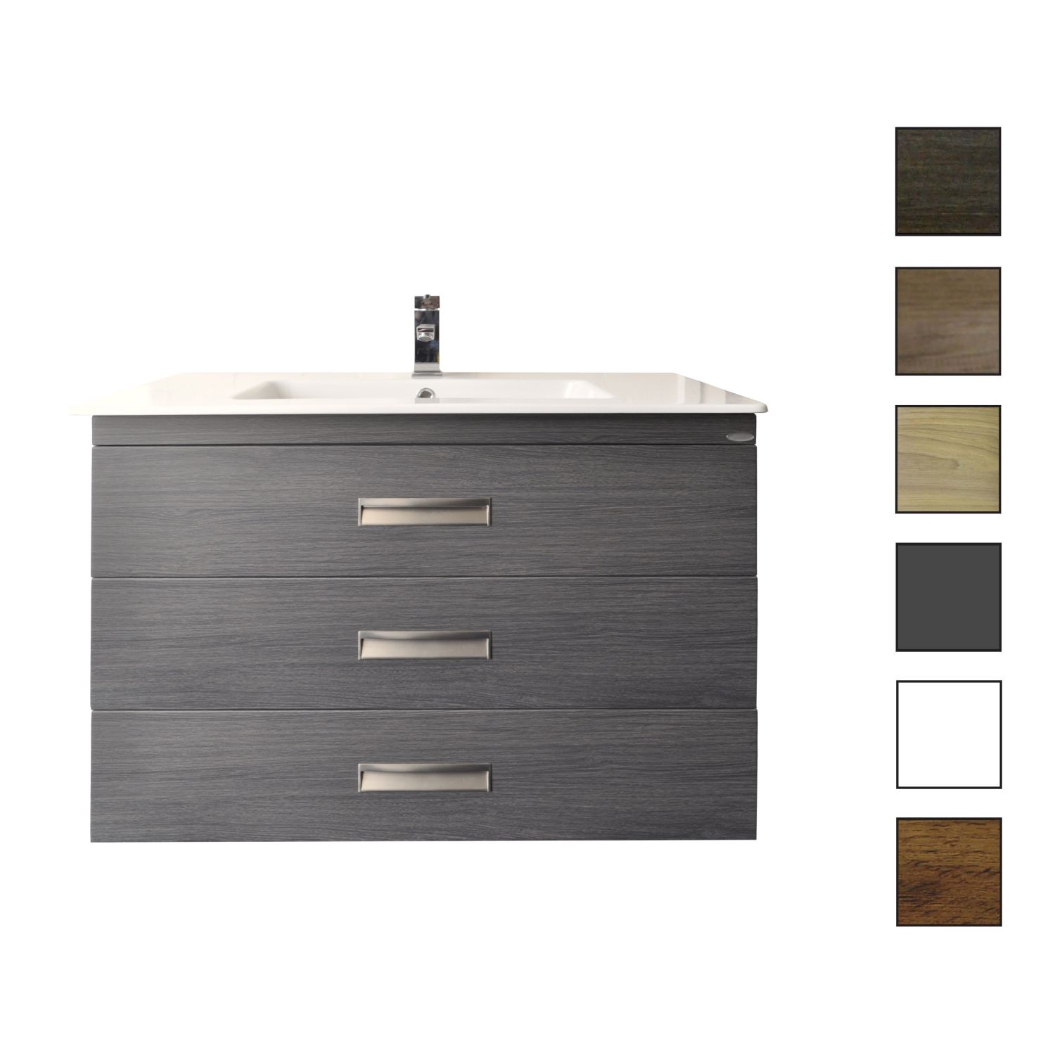 Sanicare Badkamermeubelset  Q3 3 Soft-Close Laden 80 cm Belluno Eiken (spiegel optioneel)