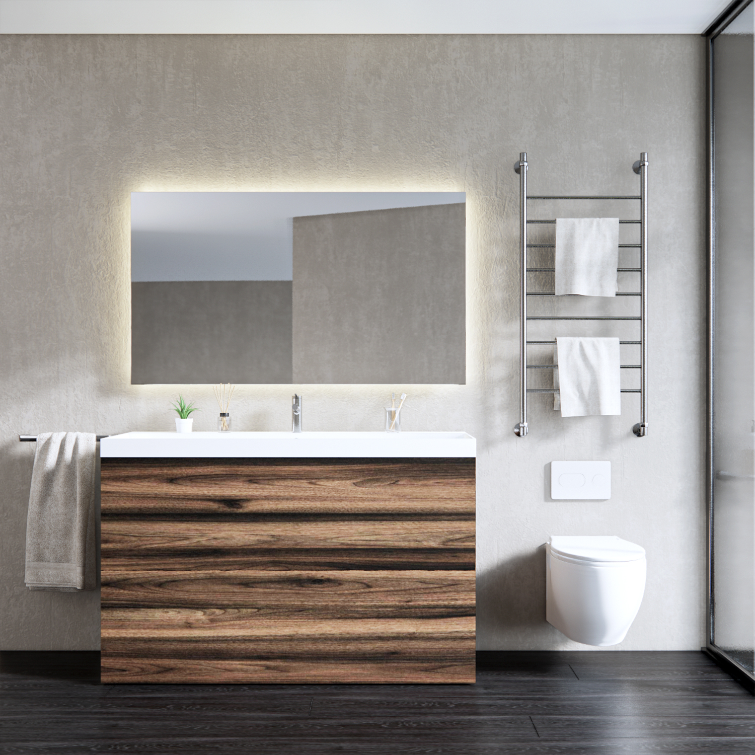 Gliss Design Onderkast  Hades 2 Softclose Laden 140x84.5x45cm Ruw Eiken (wastafel keuze)