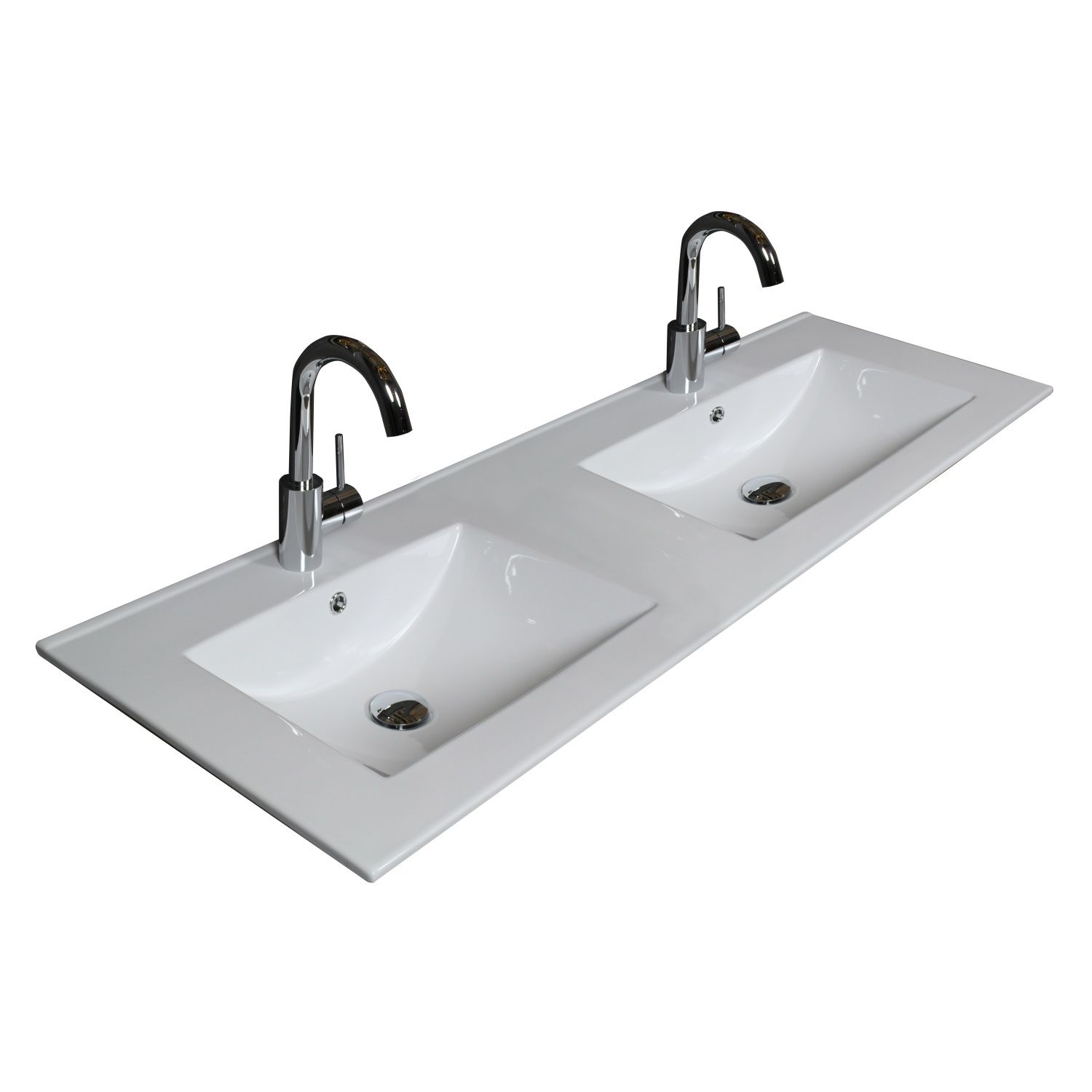 Boss & Wessing Badmeubelset BWS Salt 120x46cm Greeploos 4 Lades Met Wastafel 2 Kraangaten Ice White