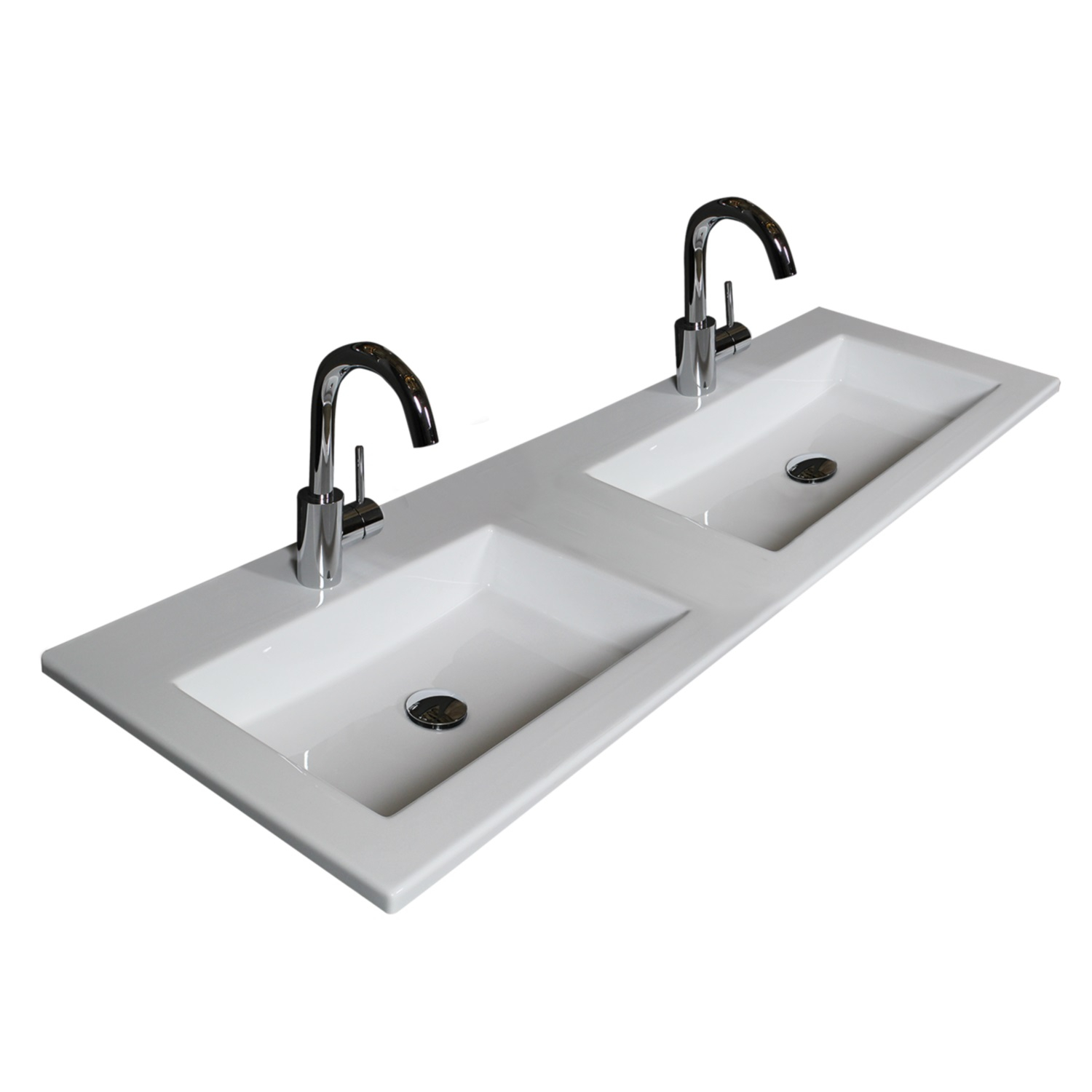 Boss & Wessing Badmeubelset BWS Salt 120x46cm Greeploos 4 Lades Met Wastafel Acryl 2 Kraangaten Ice White