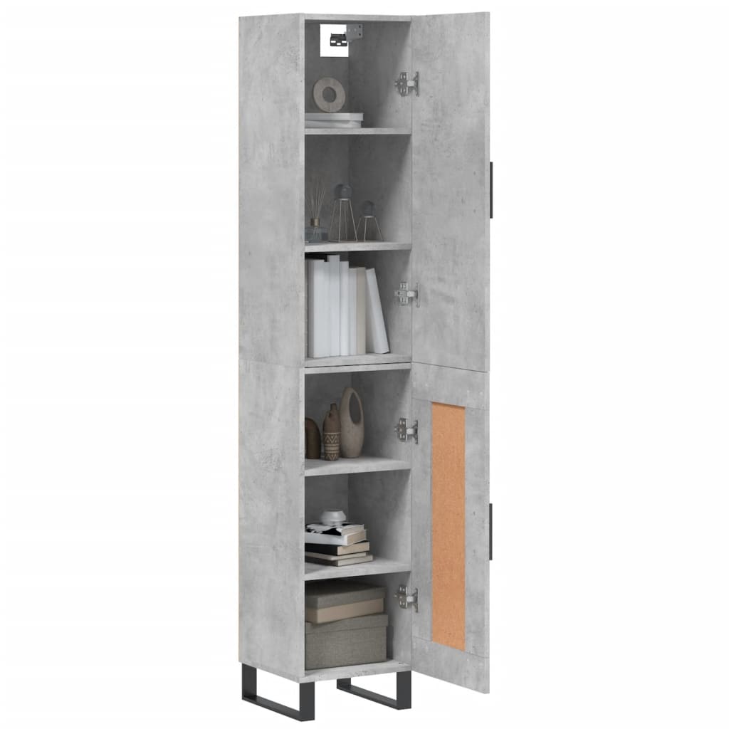 vidaXL Hoge kast 34,5x34x180 cm bewerkt hout betongrijs