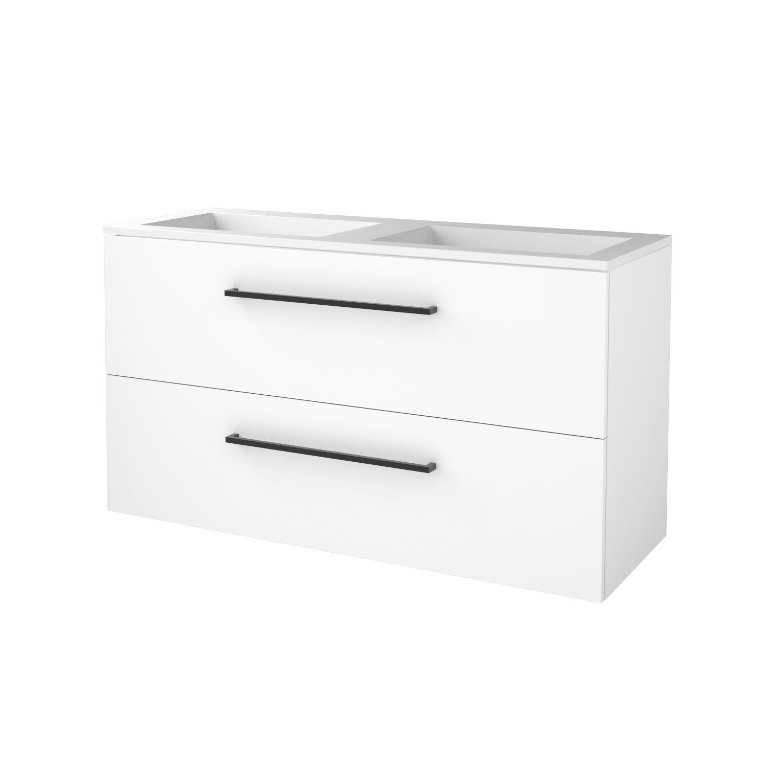 Boss & Wessing Badmeubelset BWS Salt 120x46cm Met Grepen 2 Lades Met Wastafel Ice White