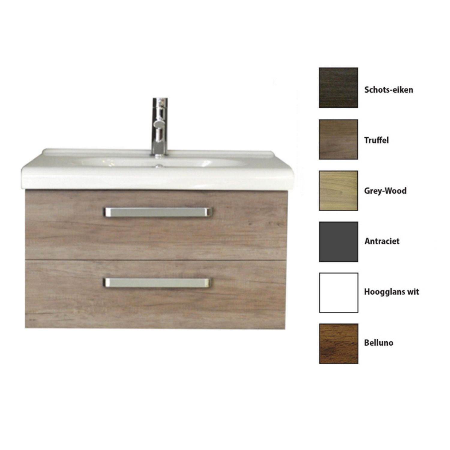 Sanicare Badkamermeubelset  Q9 2 Laden 80cm Truffel (spiegel optioneel)