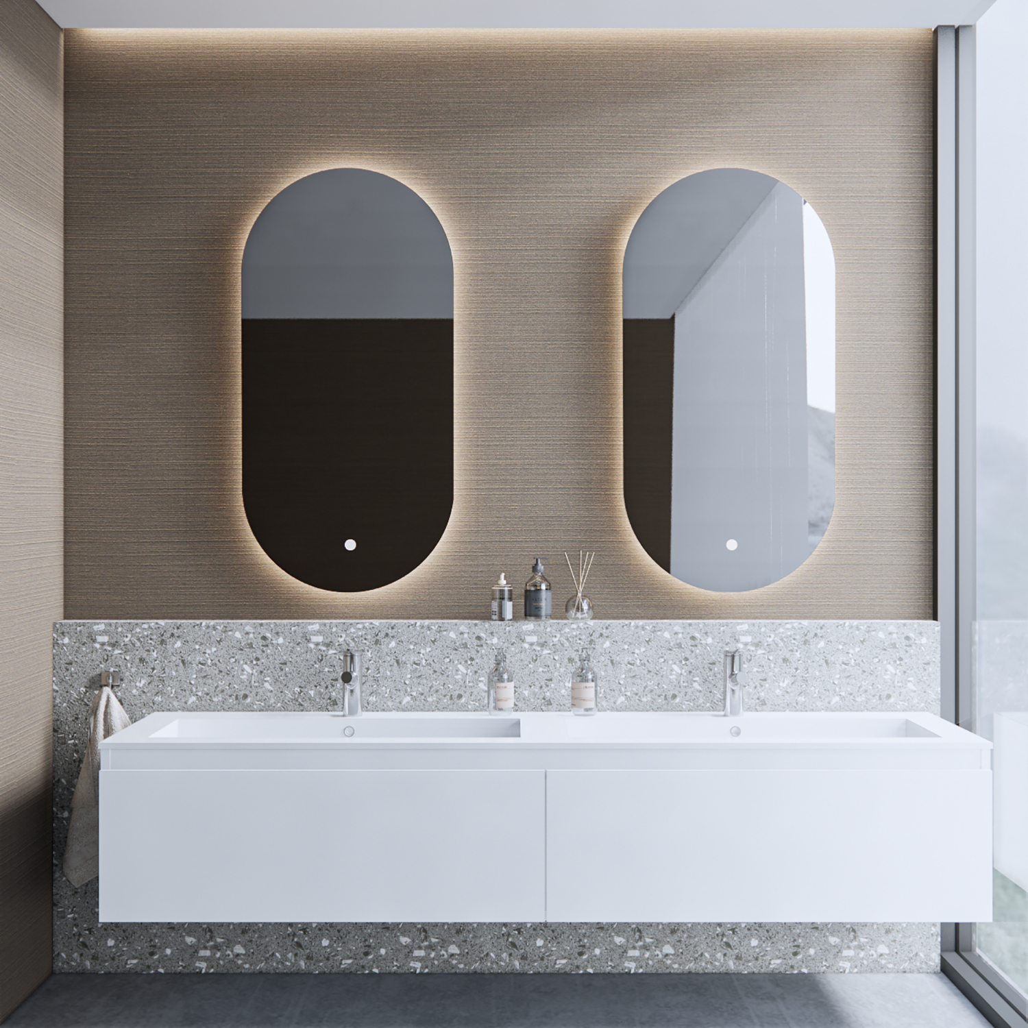 Boss & Wessing Badkamermeubelset BWS Anubis 140cm 2 Laden Mat Wit Met Wastafel (Naar Keuze)