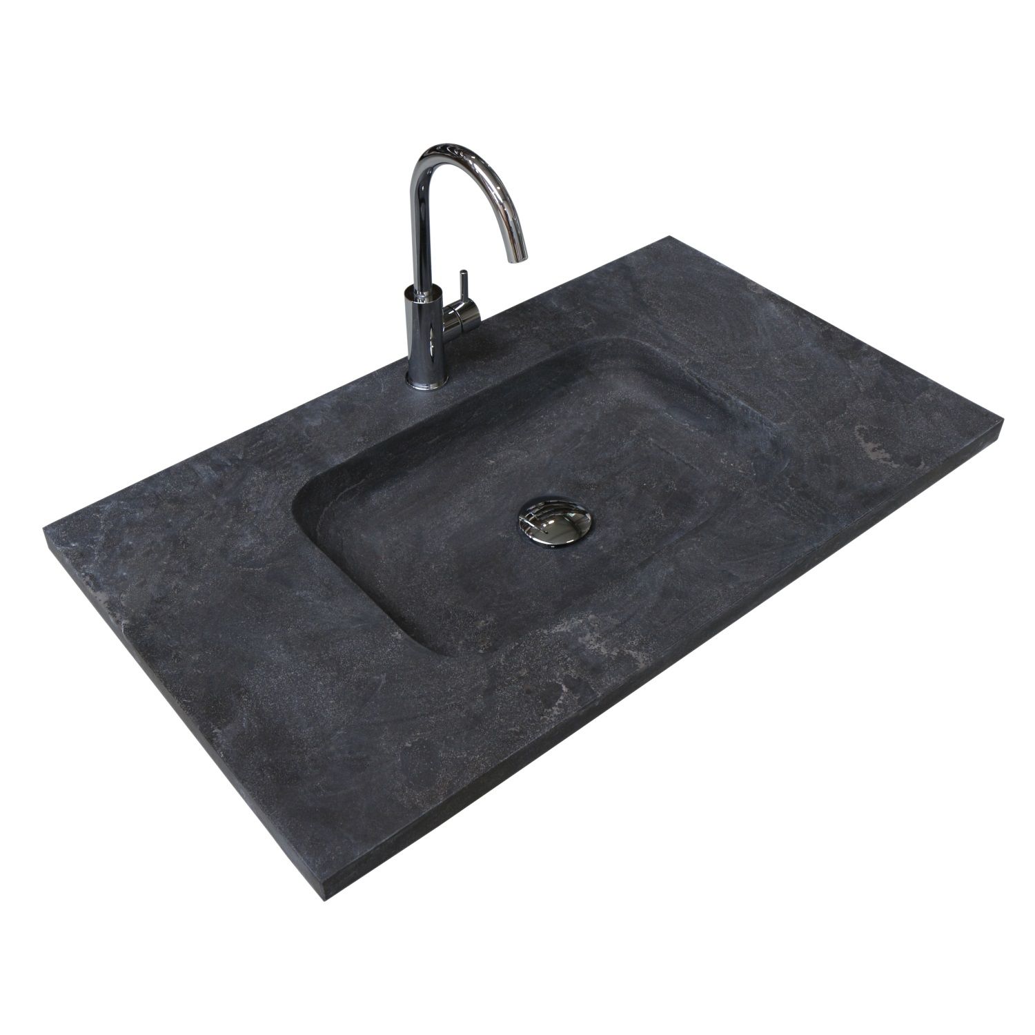 Boss & Wessing Badmeubelset BWS Salt 80x46cm Greeploos 2 Lades Met Wastafel Hardsteen Ice White