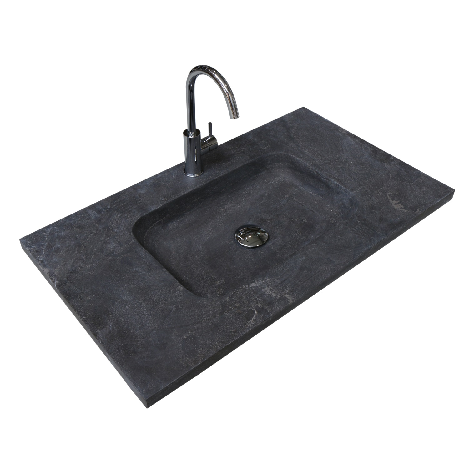 Boss & Wessing Badmeubelset BWS Salt 80x46cm Greeploos 2 Lades Met Wastafel Hardsteen 1 Kraangat Ice White