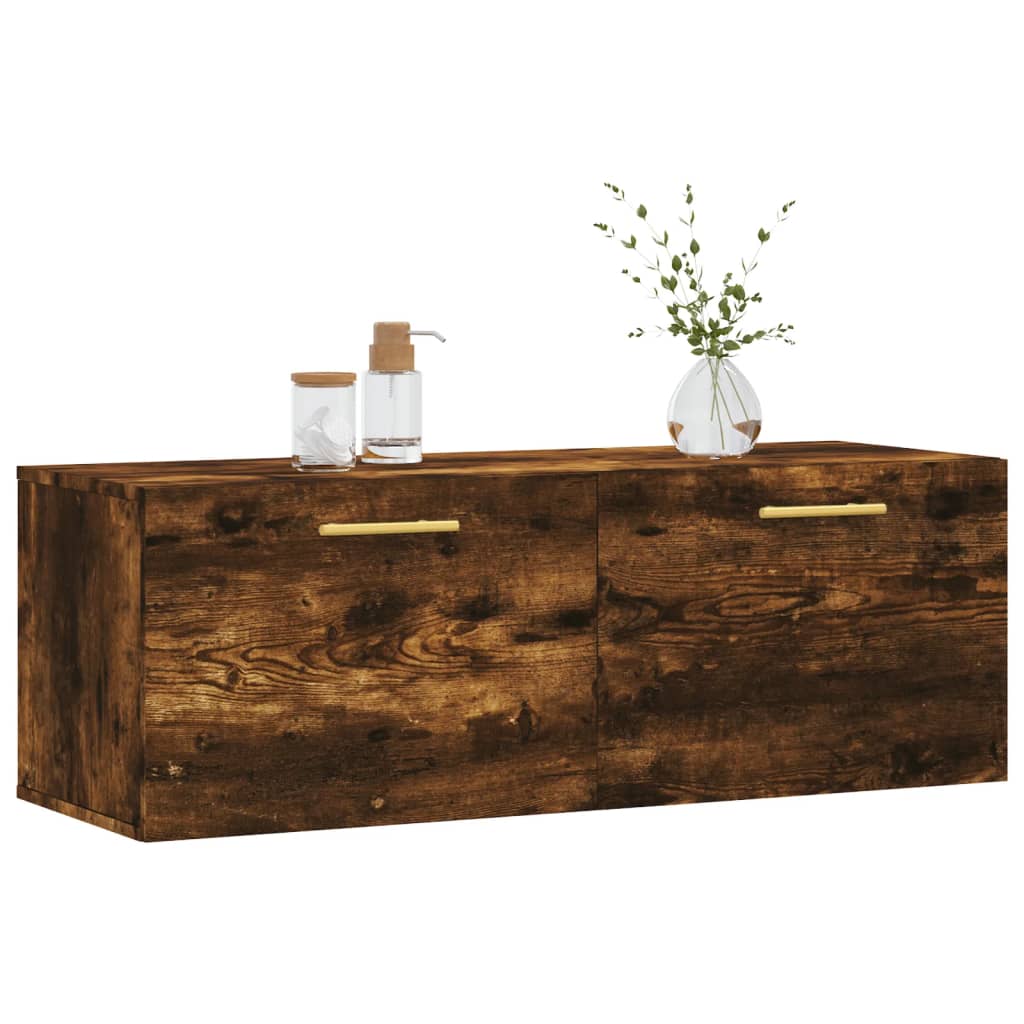 vidaXL Wandkast 100x36,5x35 cm bewerkt hout gerookt eikenkleurig