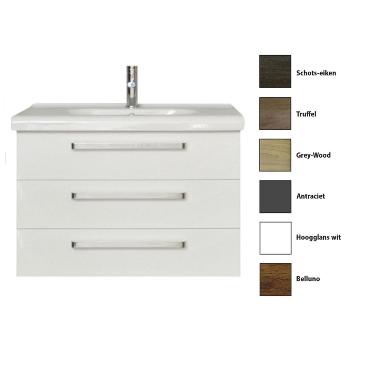 Sanicare Badkamermeubelset  Q9 3 Laden 100cm Grey-Wood (spiegel optioneel)