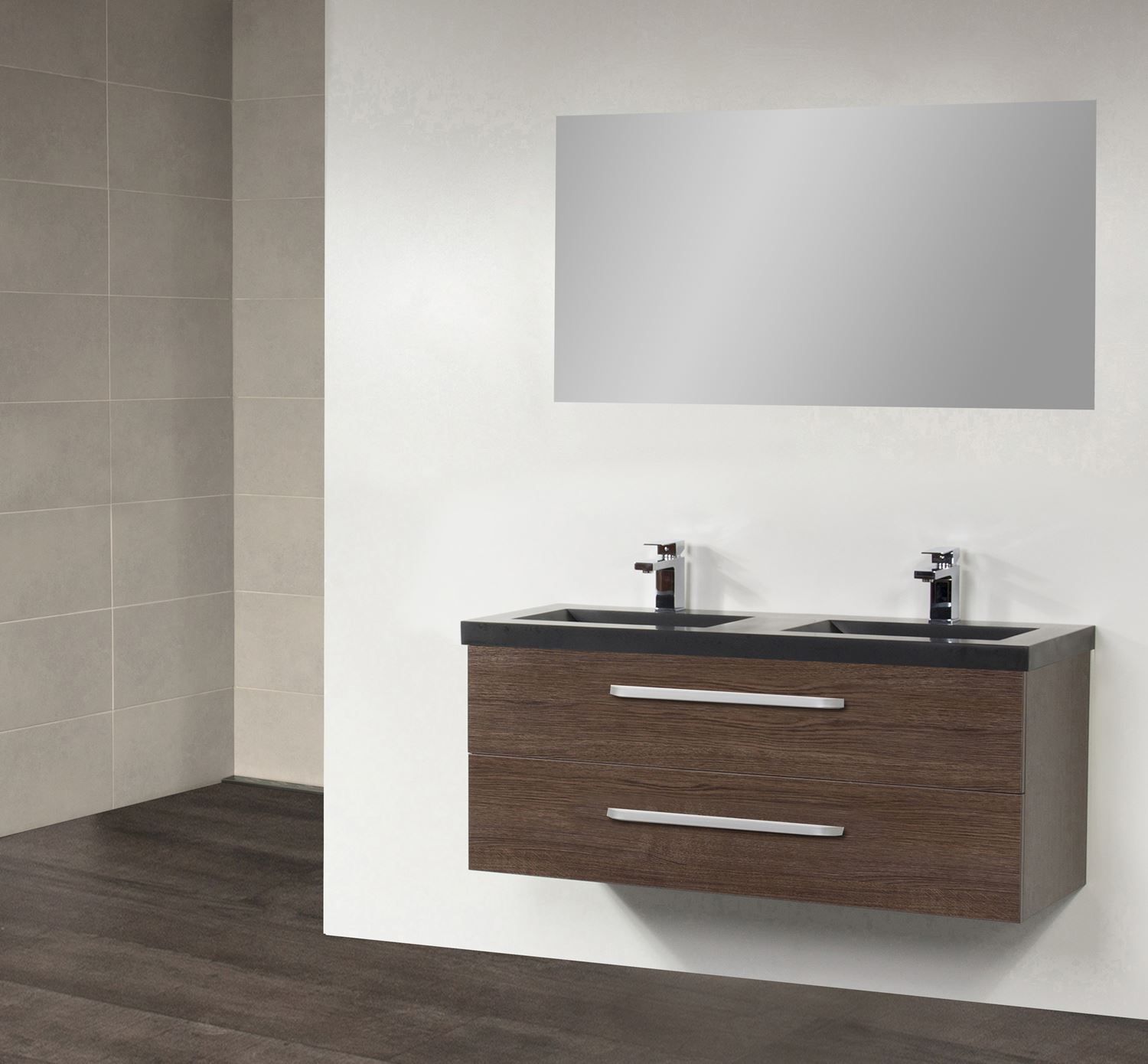 Sanilux Badkamermeubel Exclusive CoreStone 120 cm (2 lades, 2 uitsparing) Eiken