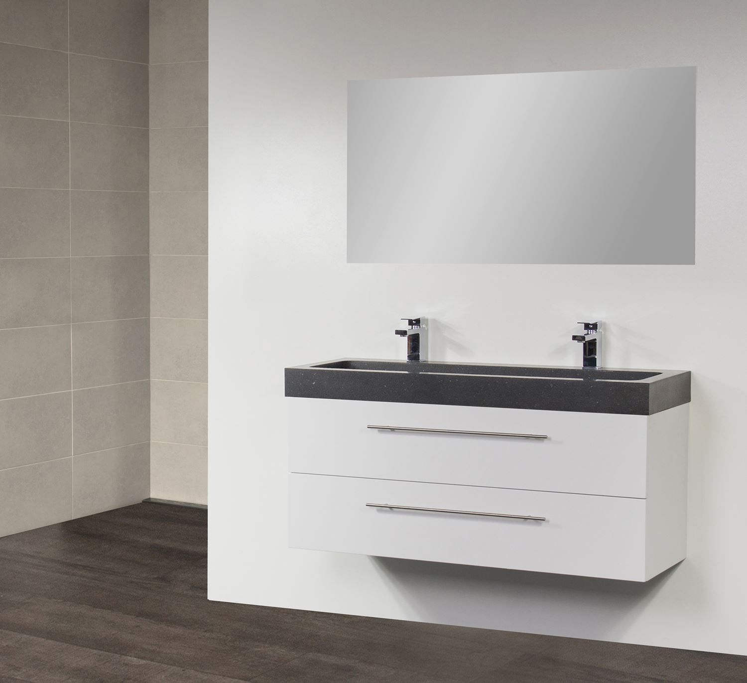 Sanilux Badkamermeubel Exclusive Black Spirit 120 cm (2 lades, 1 uitsparing) Wit
