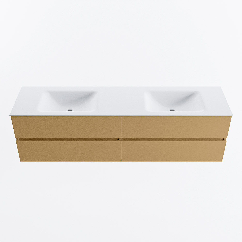 Mondiaz VICA 180cm badmeubel onderkast Oro 4 lades. Wastafel CLOUD dubbel 2 kraangaten, kleur Talc.