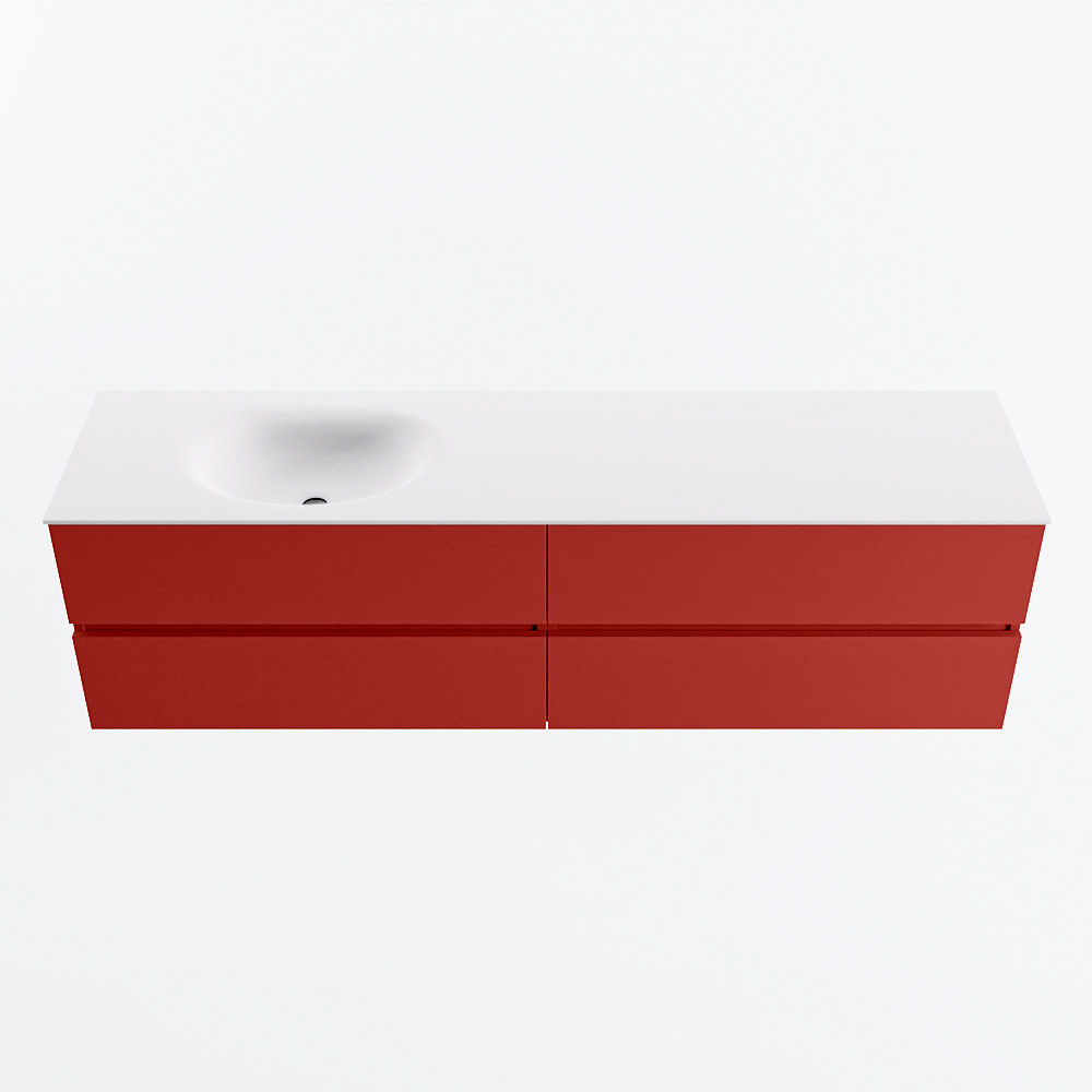 Mondiaz VICA 180cm badmeubel onderkast Fire 4 lades. Wastafel MOON links 1 kraangat, kleur Talc.