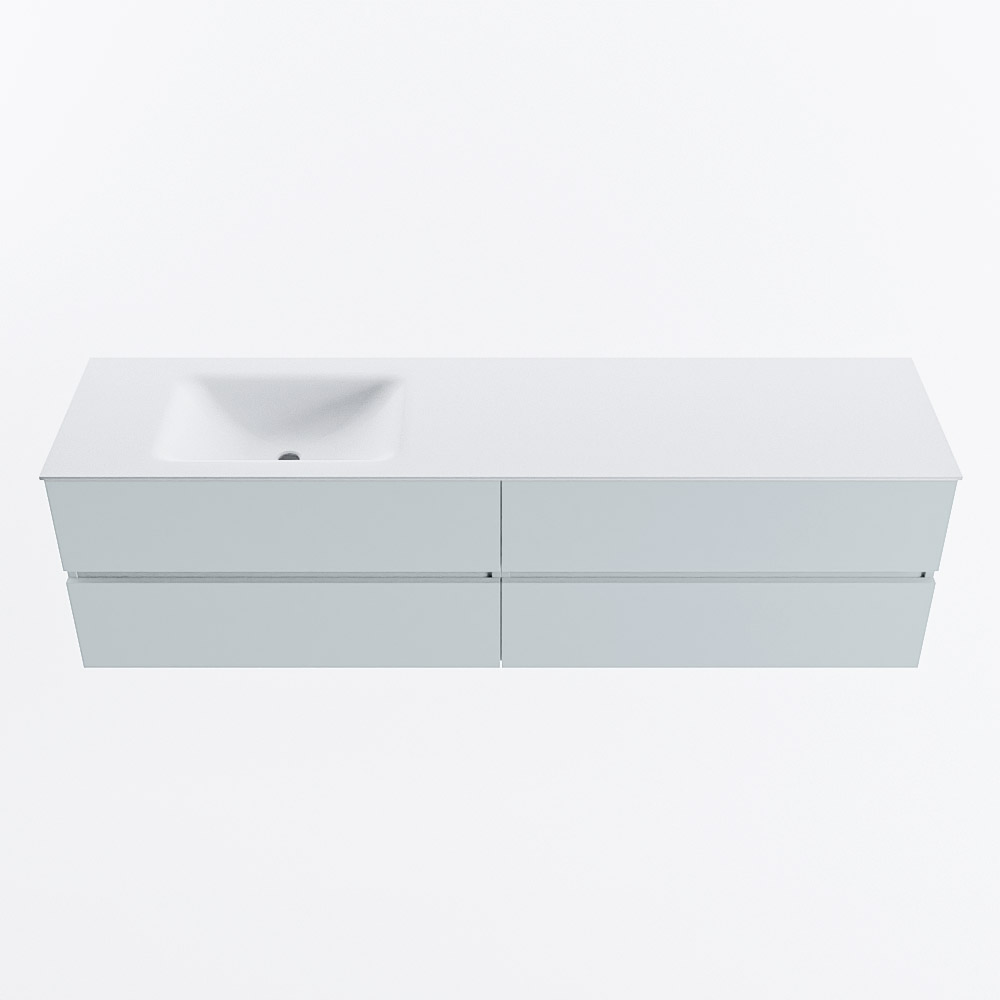 Mondiaz VICA 180cm badmeubel onderkast Clay 4 lades. Wastafel CLOUD links 1 kraangat, kleur Talc.