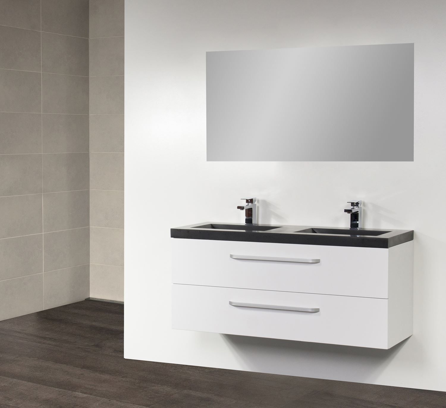 Sanilux Badkamermeubel Exclusive CoreStone 120 cm (2 lades, 2 uitsparing) Wit