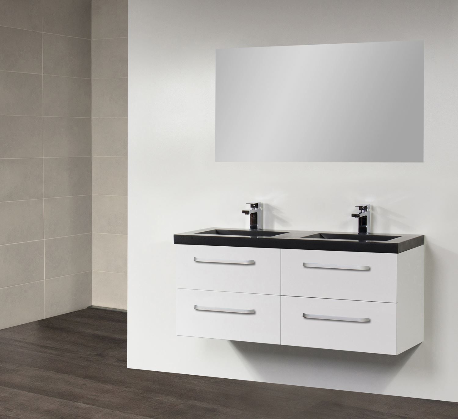 Sanilux Badkamermeubel Exclusive CoreStone 120 cm (4 lades, 2 uitsparing) Wit