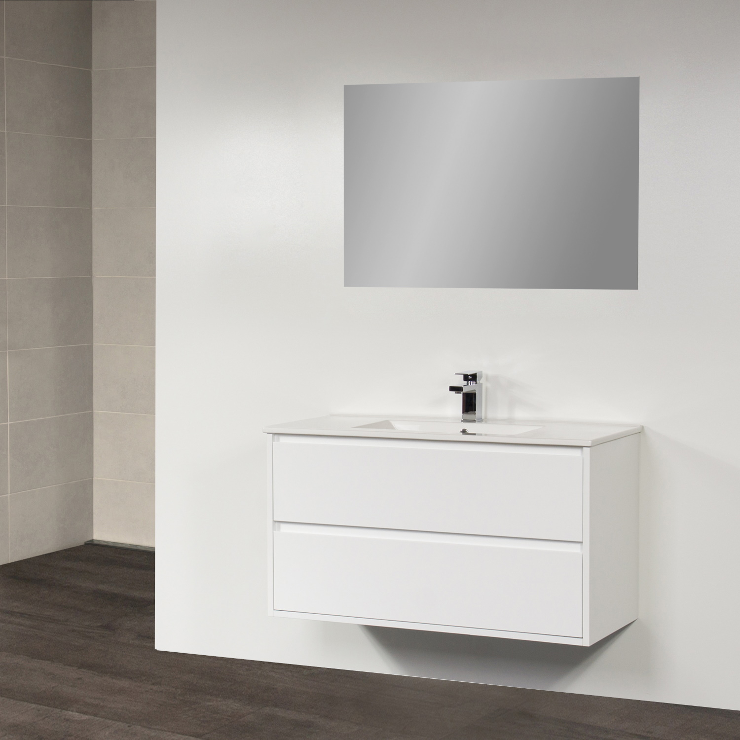 Sanitop Badkamermeubelset New Future Small 100cm Hoogglans Grijs
