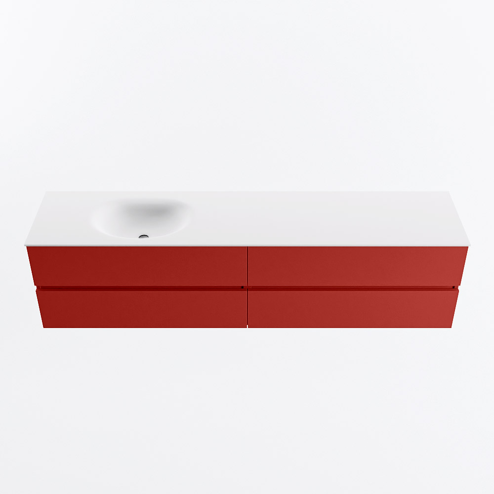 Mondiaz VICA 200cm badmeubel onderkast Fire 4 lades. Wastafel MOON links 1 kraangat, kleur Talc.