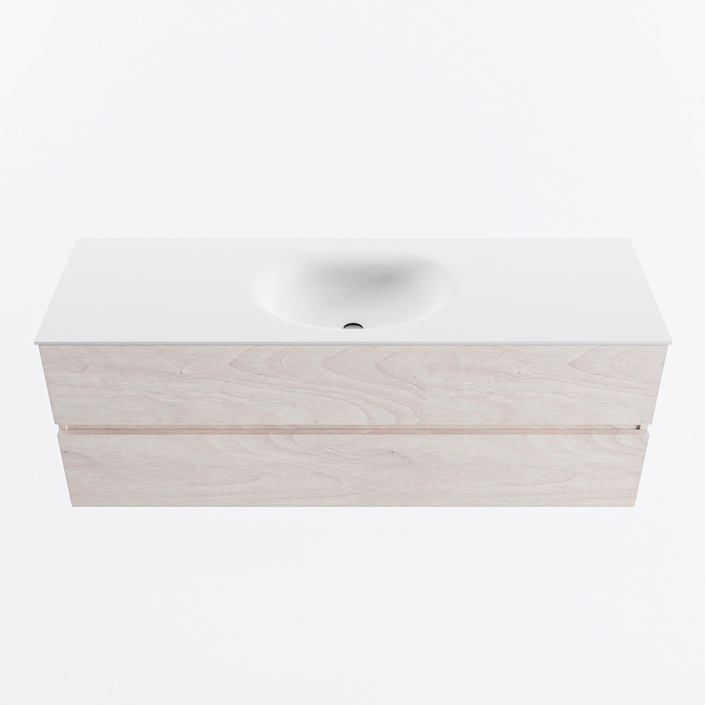 Mondiaz VICA 140cm badmeubel onderkast Underlayment 2 lades. Wastafel MOON midden zonder kraangat, kleur Talc.
