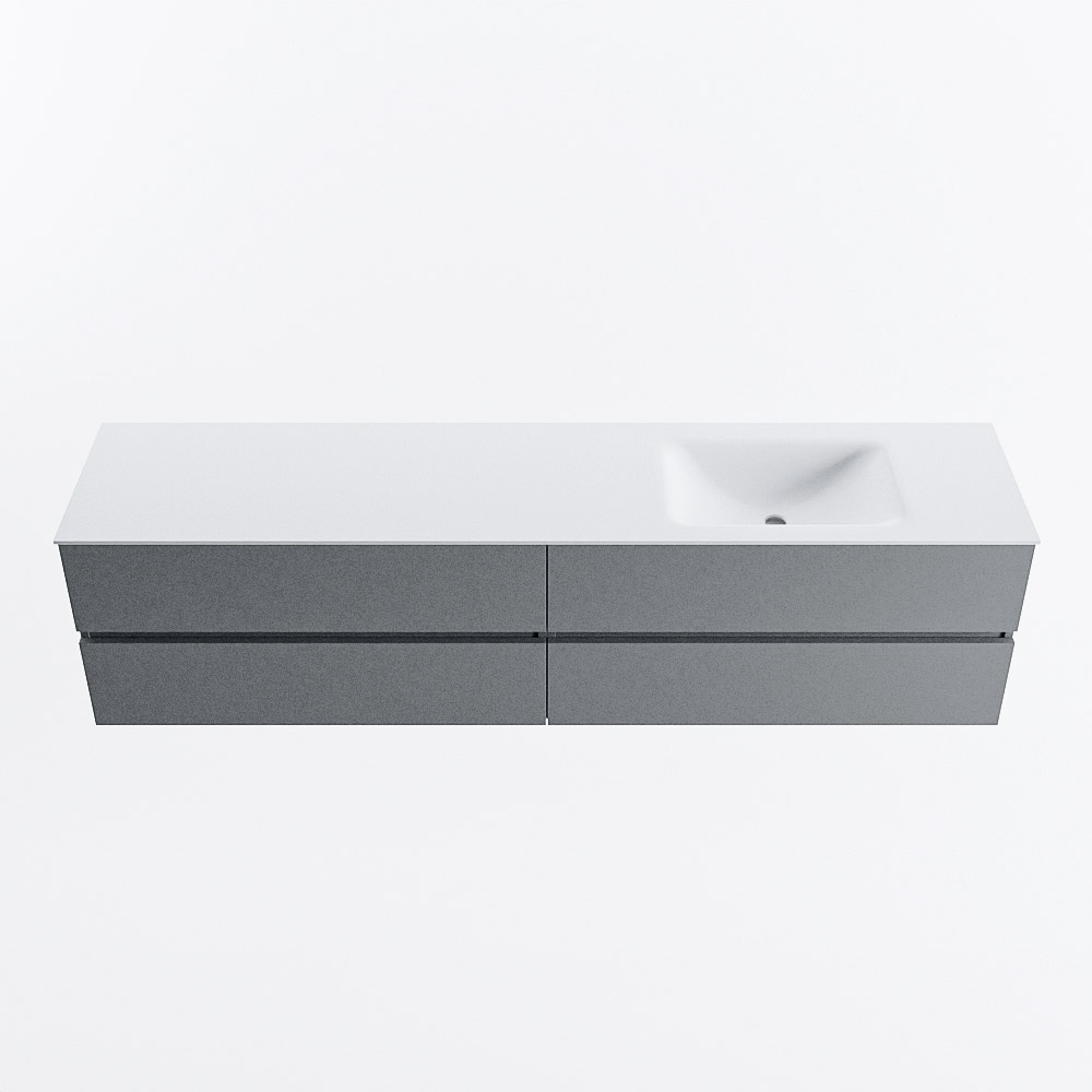Mondiaz VICA 200cm badmeubel onderkast Plata 4 lades. Wastafel CLOUD rechts 1 kraangat, kleur Talc.
