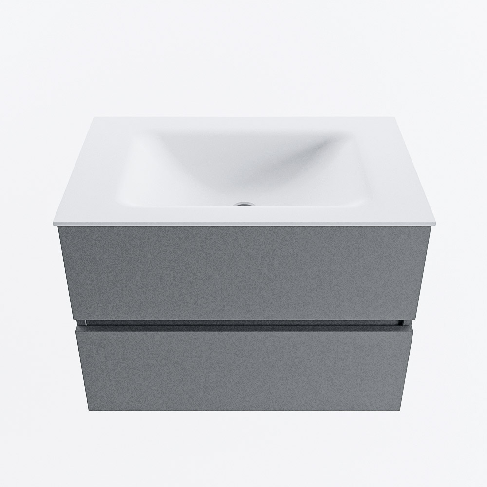 Mondiaz VICA 70cm badmeubel onderkast Plata 2 lades. Wastafel CLOUD midden 1 kraangat, kleur Talc.