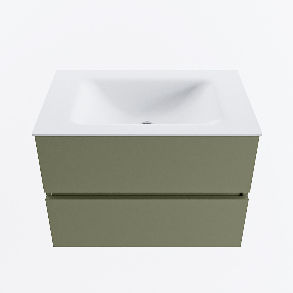 Mondiaz VICA 70cm badmeubel onderkast Army 2 lades. Wastafel CLOUD midden 1 kraangat, kleur Talc.