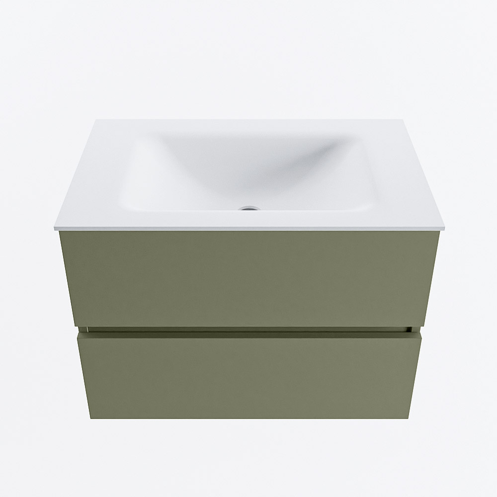 Mondiaz VICA 70cm badmeubel onderkast Army 2 lades. Wastafel CLOUD midden zonder kraangat, kleur Talc.