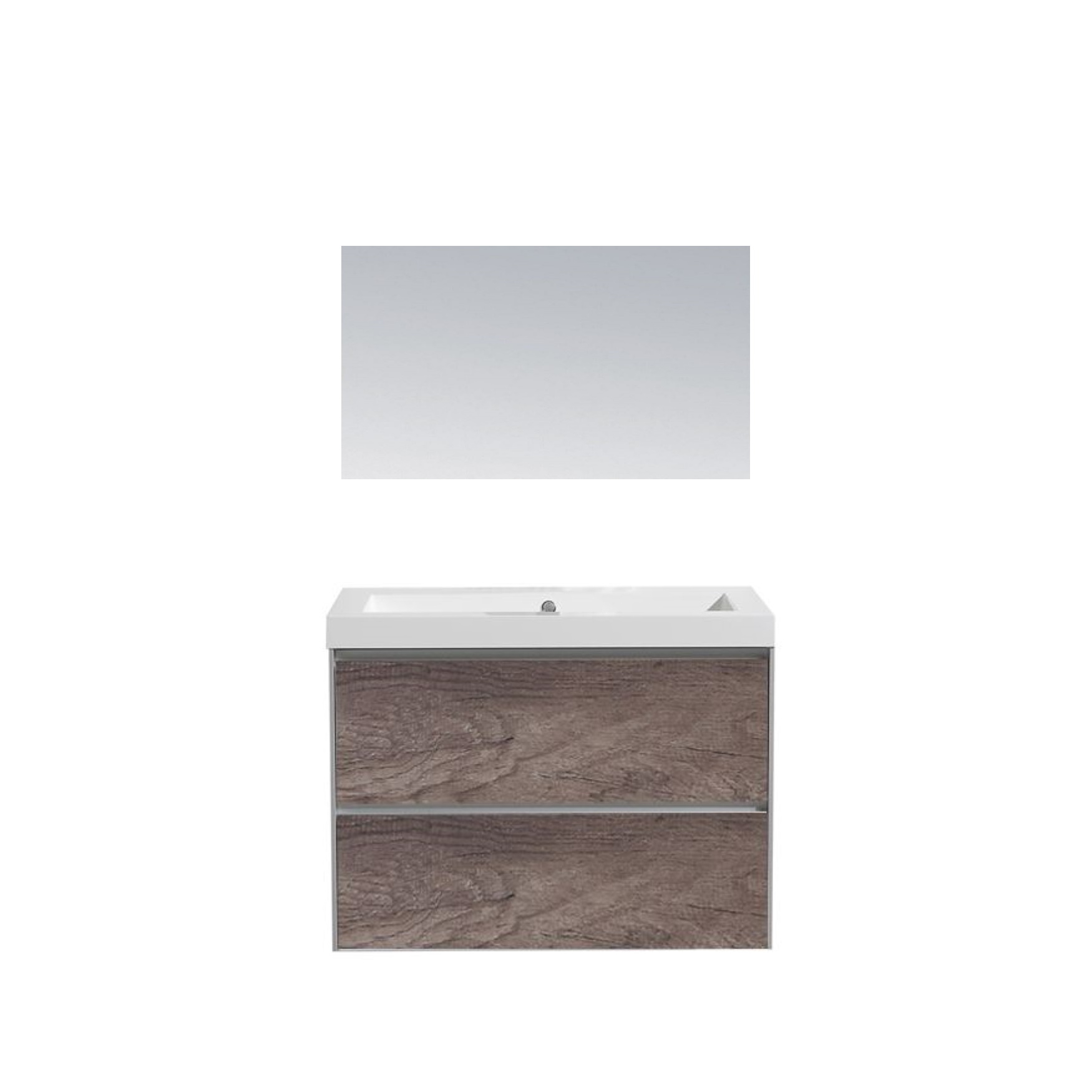 Sanilux Badkamermeubel  PL 60 Greeploos Incl Spiegel En Wastafel Century Oak Multiplex 60x47x50 cm
