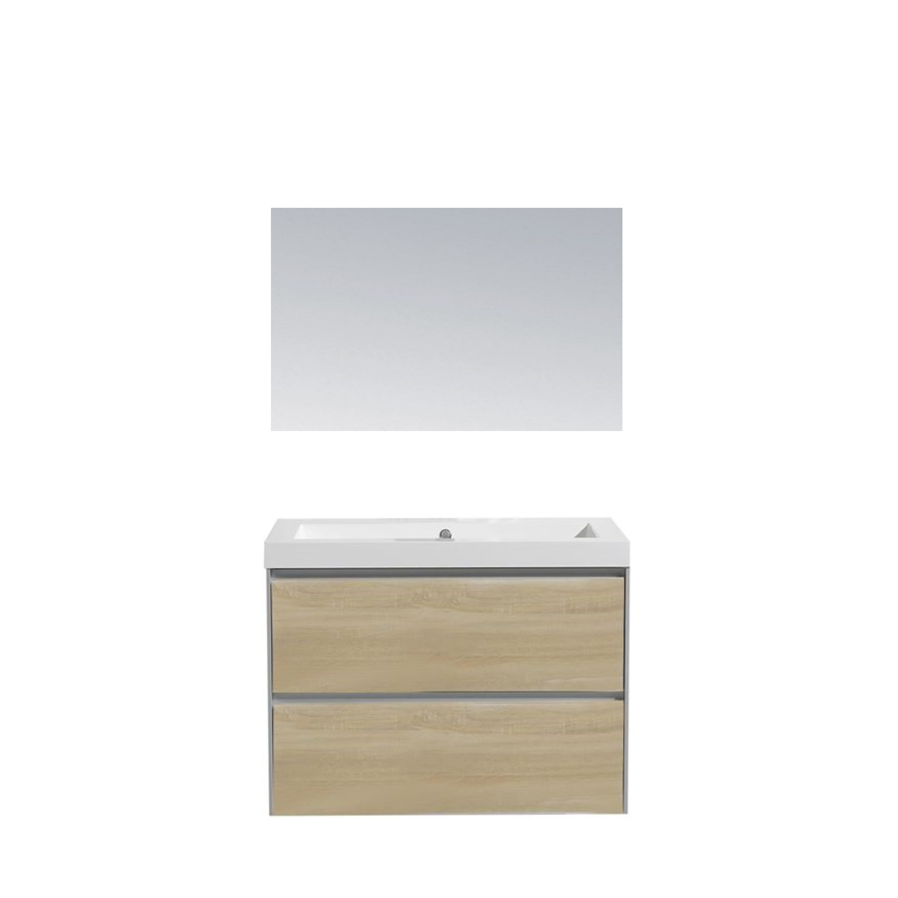 Sanilux Badkamermeubel  PL 60 Greeploos Incl Spiegel En Wastafel Light Wood Multiplex 60x47x50 cm