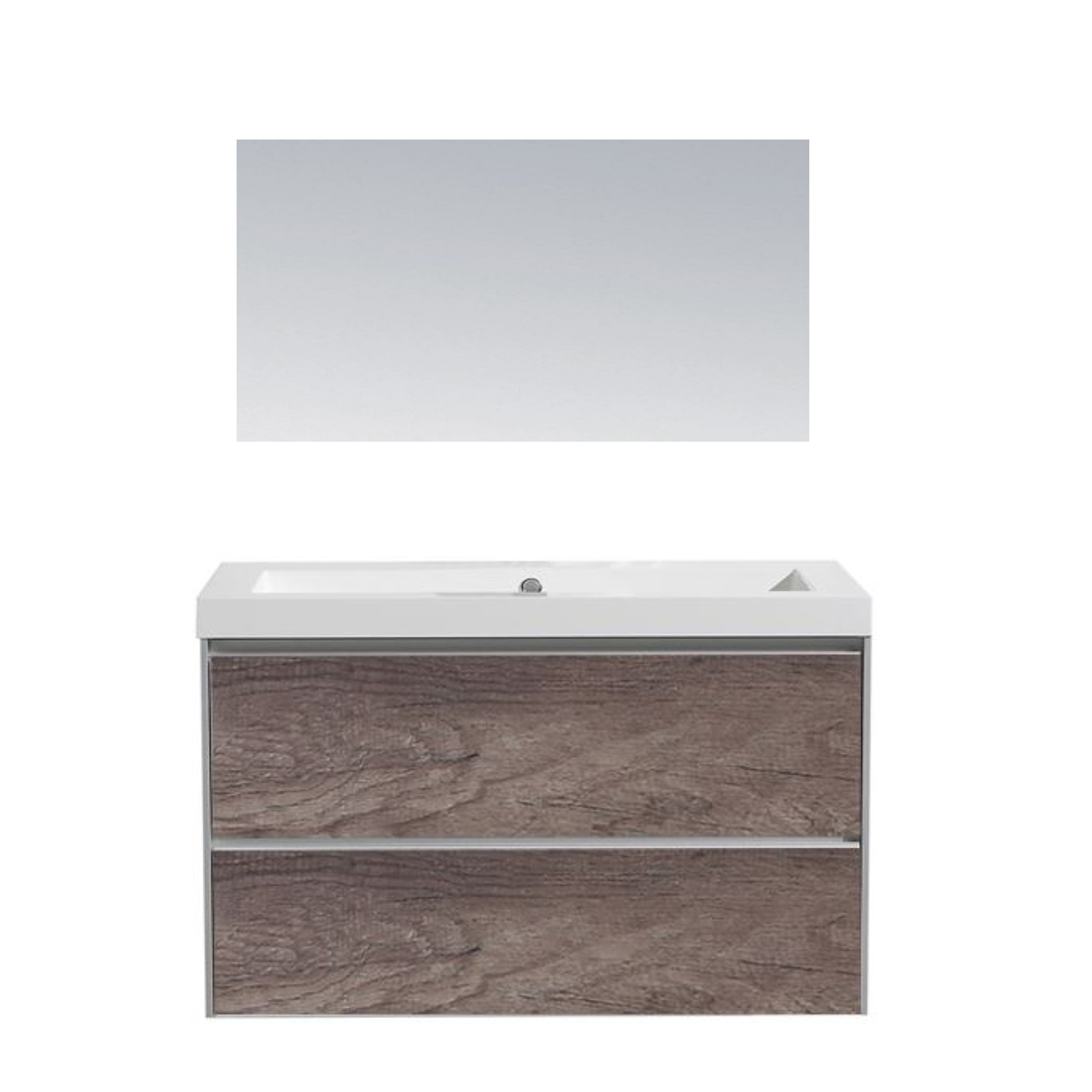 Sanilux Badkamermeubel  PL 80 Greeploos Incl Spiegel En Wastafel Century Oak Multiplex 80x47x50 cm