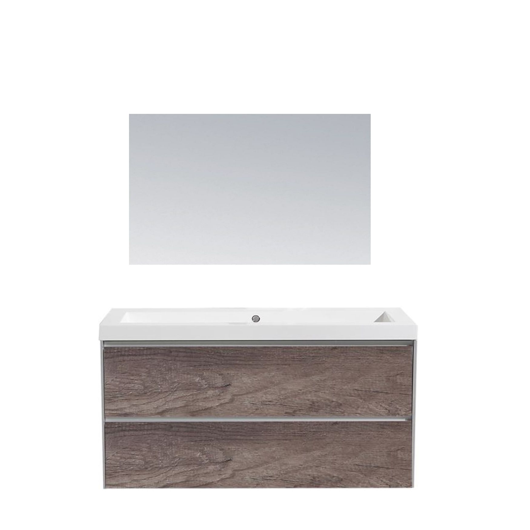 Sanilux Badkamermeubel  PL 100 Greeploos Incl Spiegel En Wastafel Century Oak Multiplex 100x47x50 cm