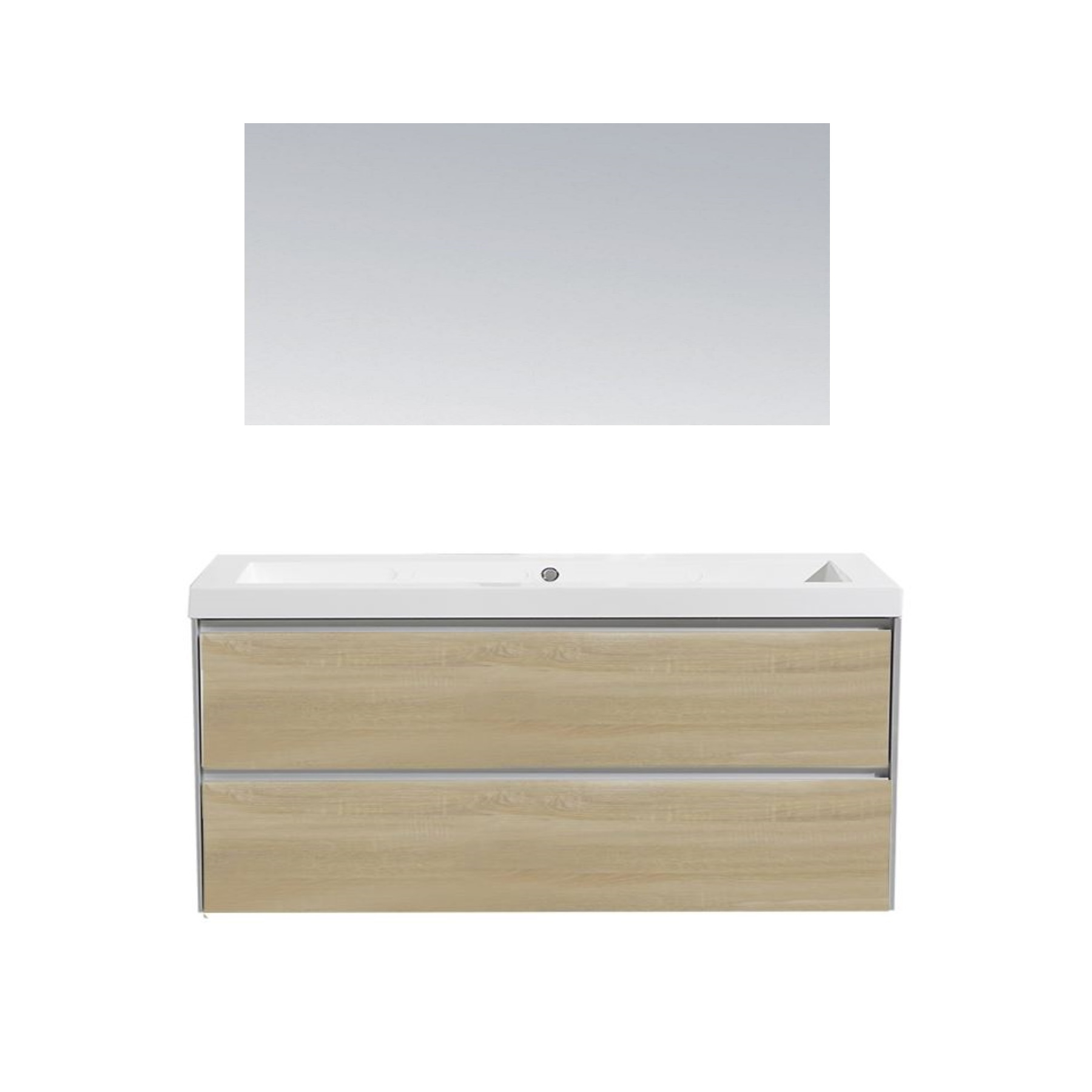 Sanilux Badkamermeubel  PL 120 Greeploos Incl Spiegel En Wastafel Light Wood Multiplex 120x47x50 cm