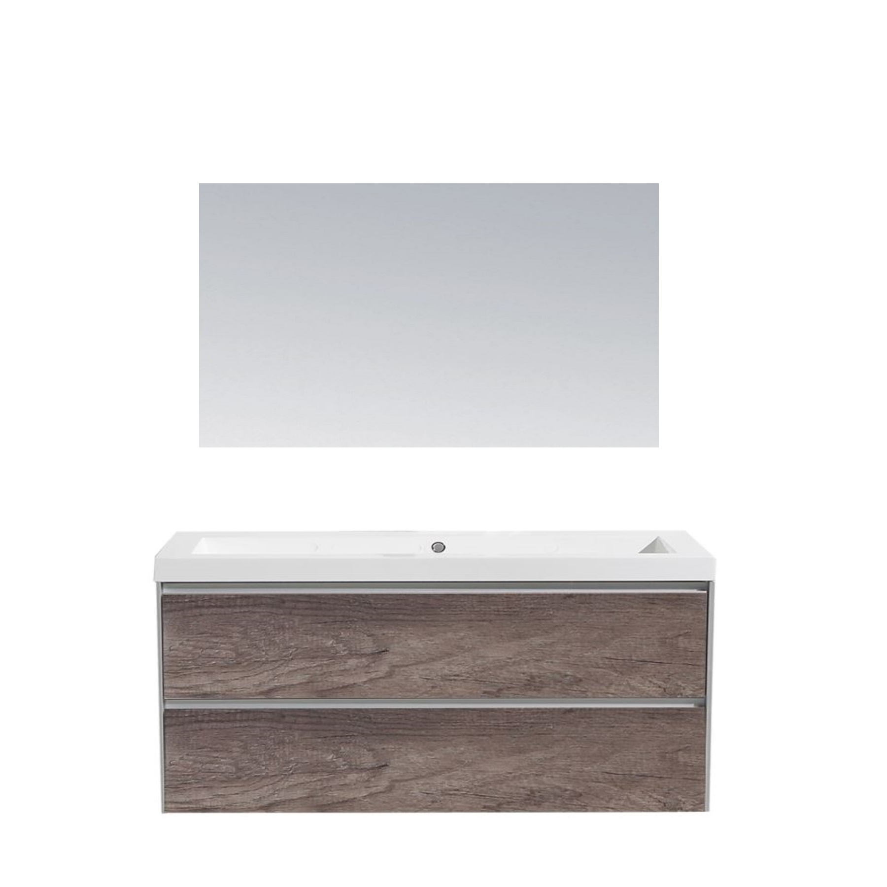 Sanilux Badkamermeubel  PL 120 Greeploos Incl Spiegel En Wastafel Century Oak Multiplex 120x47x50 cm