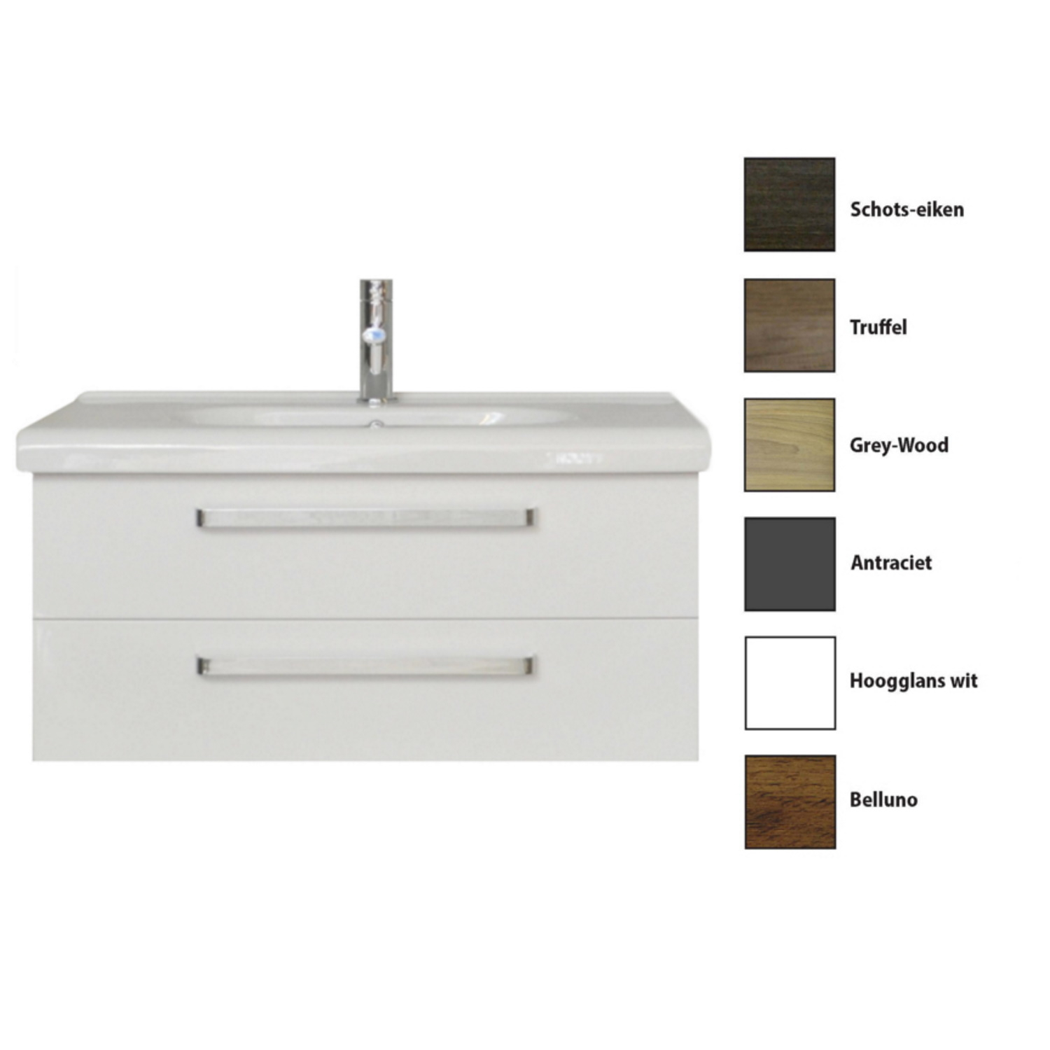 Sanicare Badkamermeubelset  Q9 2 Laden 100cm Grey-Wood (spiegel optioneel)