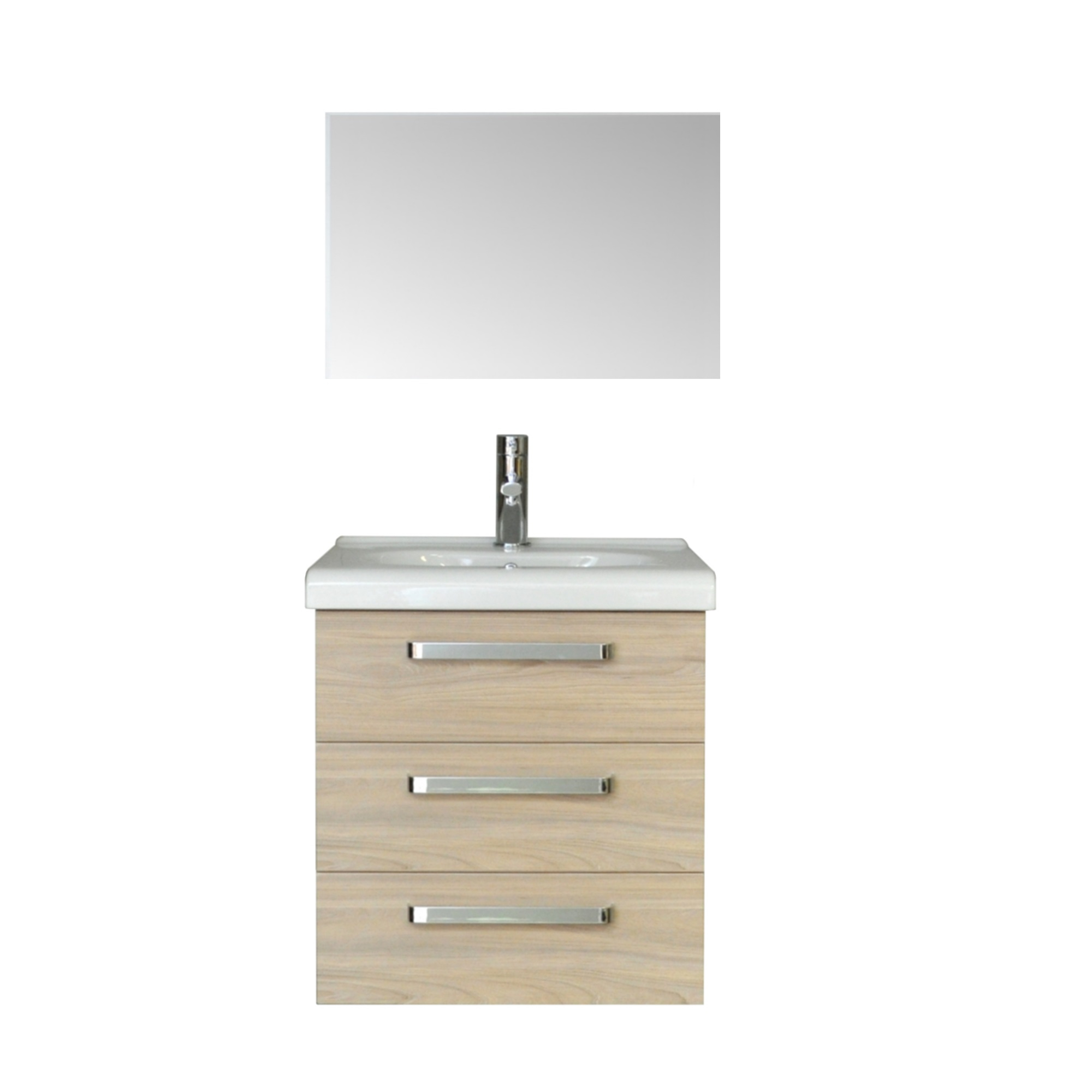 Sanicare Badkamermeubelset  Q9 3 Laden 65cm Hoogglans Wit (spiegel optioneel)