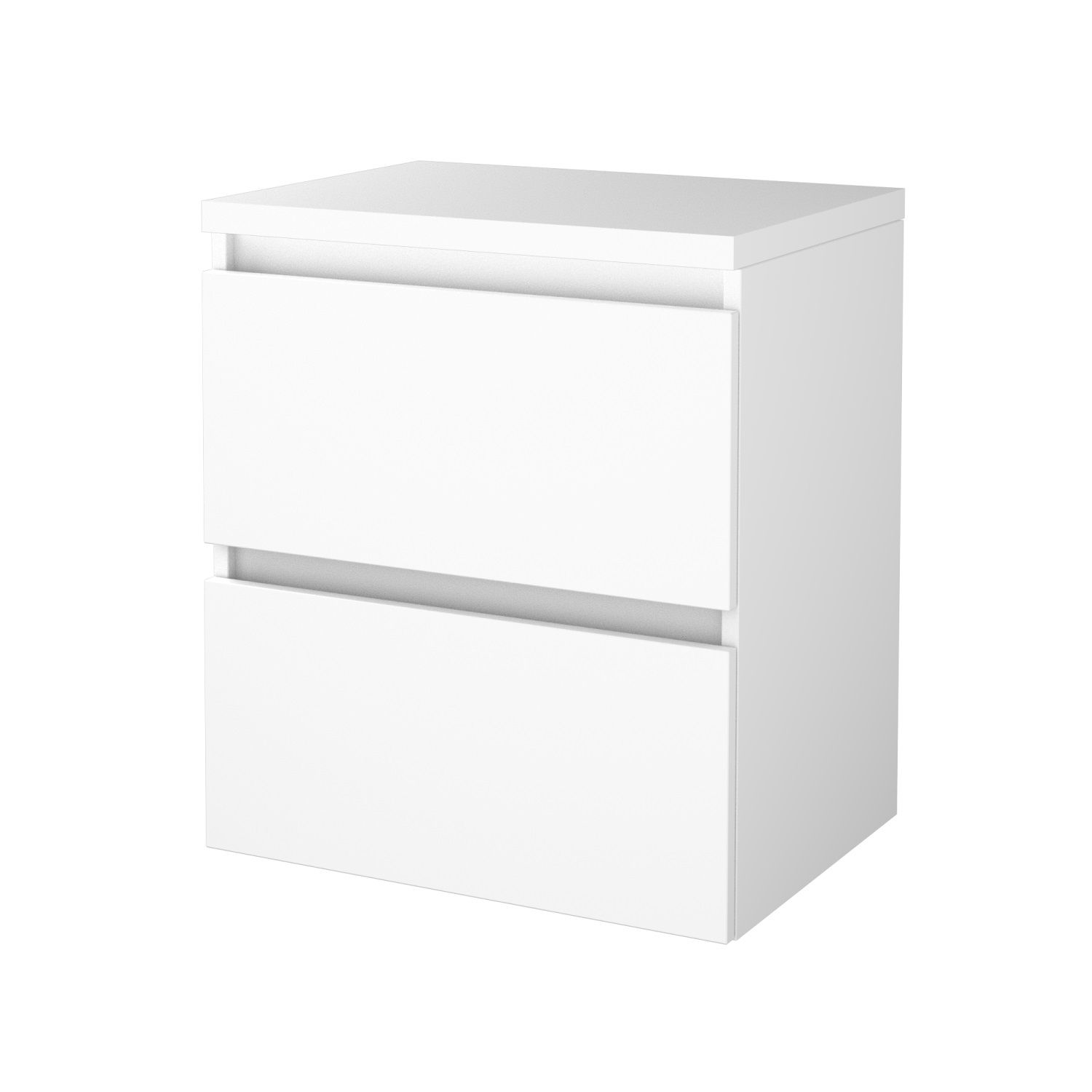 Boss & Wessing Badmeubelset BWS Salt 60x46cm Greeploos 2 Lades Met Afdekplaat Ice White