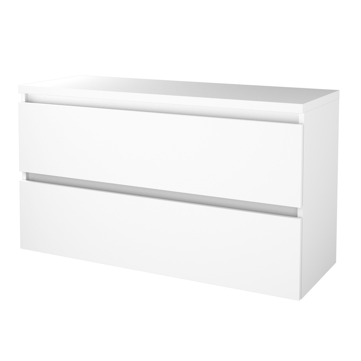 Boss & Wessing Badmeubelset BWS Salt 120x46cm Greeploos 2 Lades Met Afdekplaat Ice White