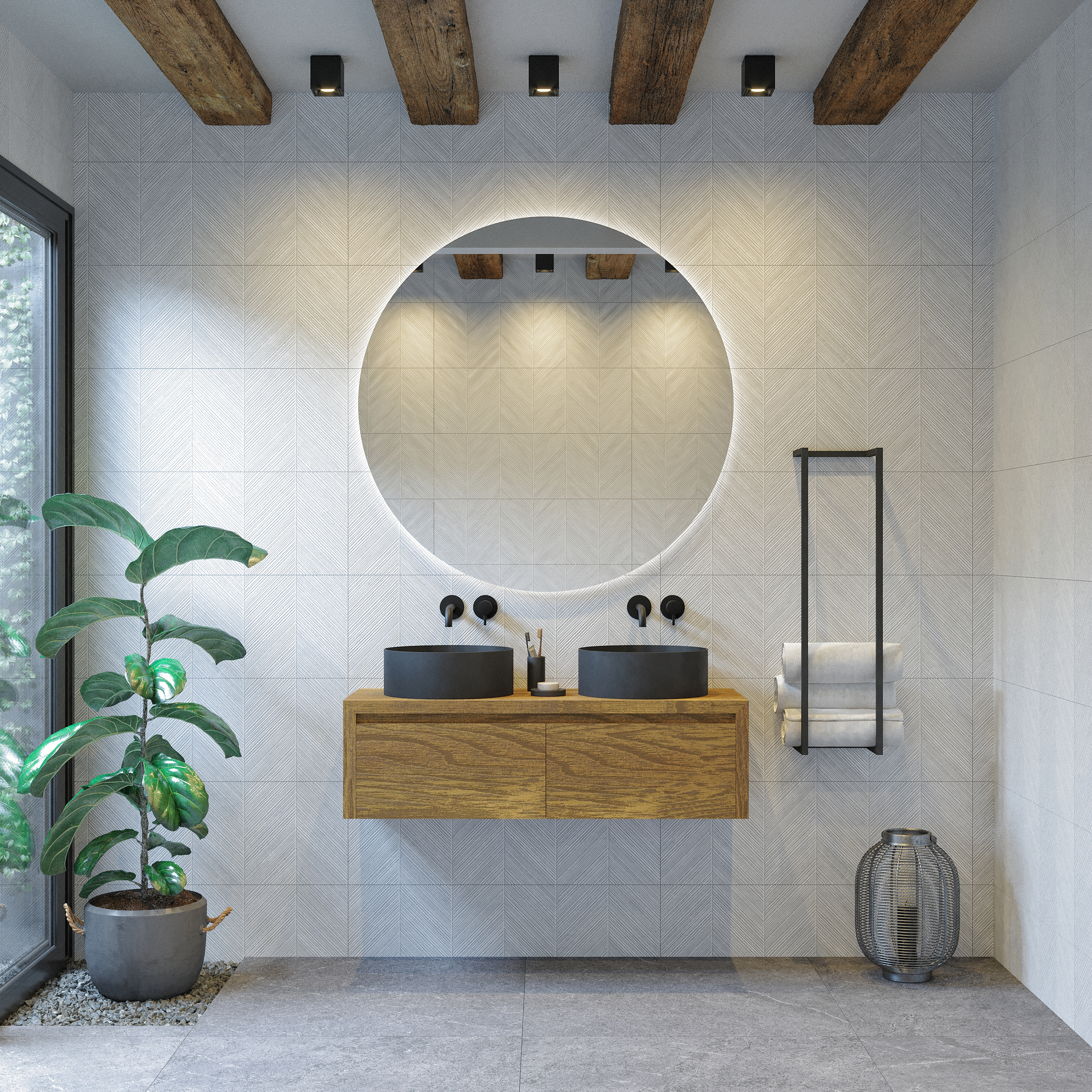 Gliss Design Badkamermeubelset Gliss Ares 120 cm Met Waskom Met 2 Laden Castle Brown