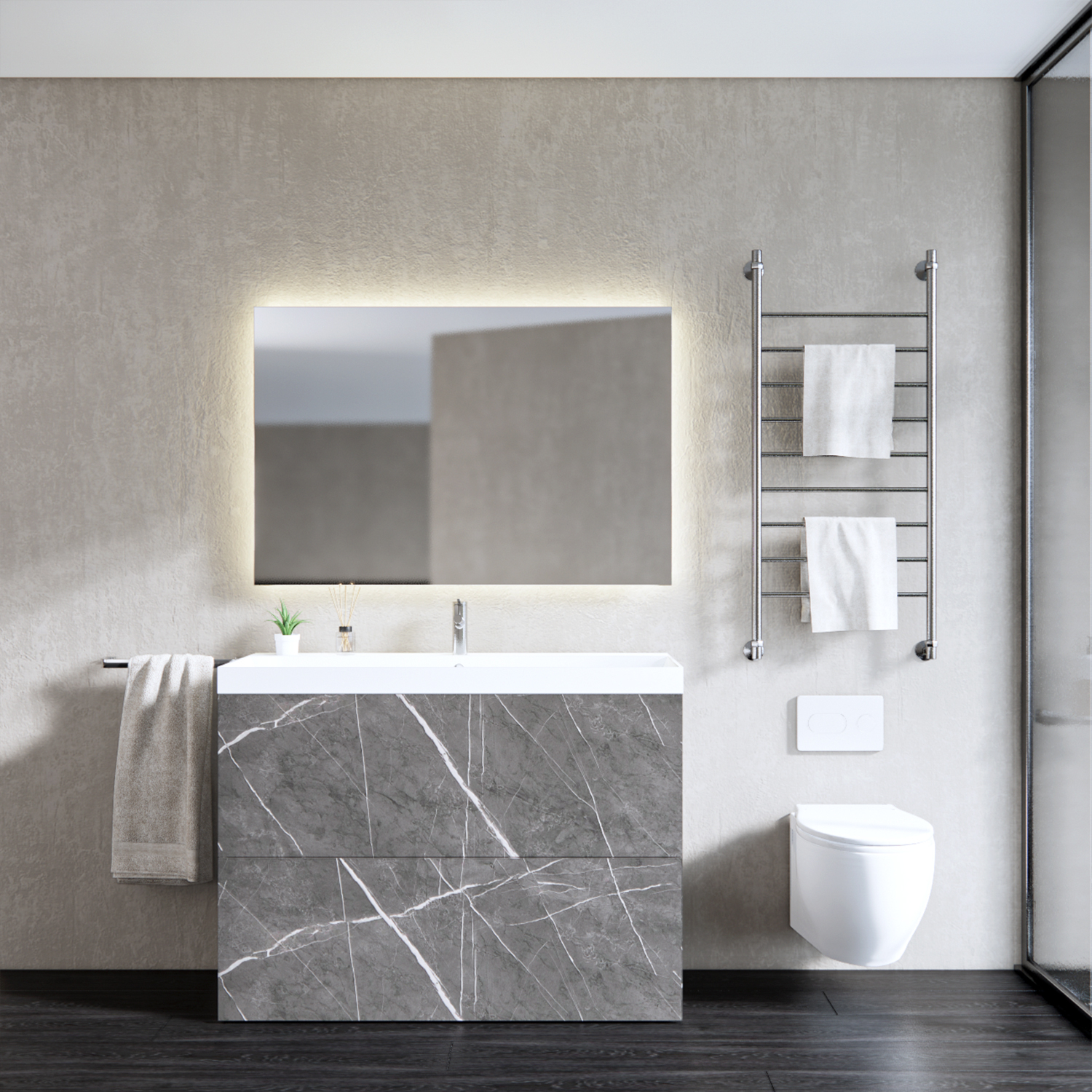 Gliss Design Onderkast  Hades 2 Softclose Laden 120x84.5x45cm Pietra Grijs Marmer (wastafel keuze)